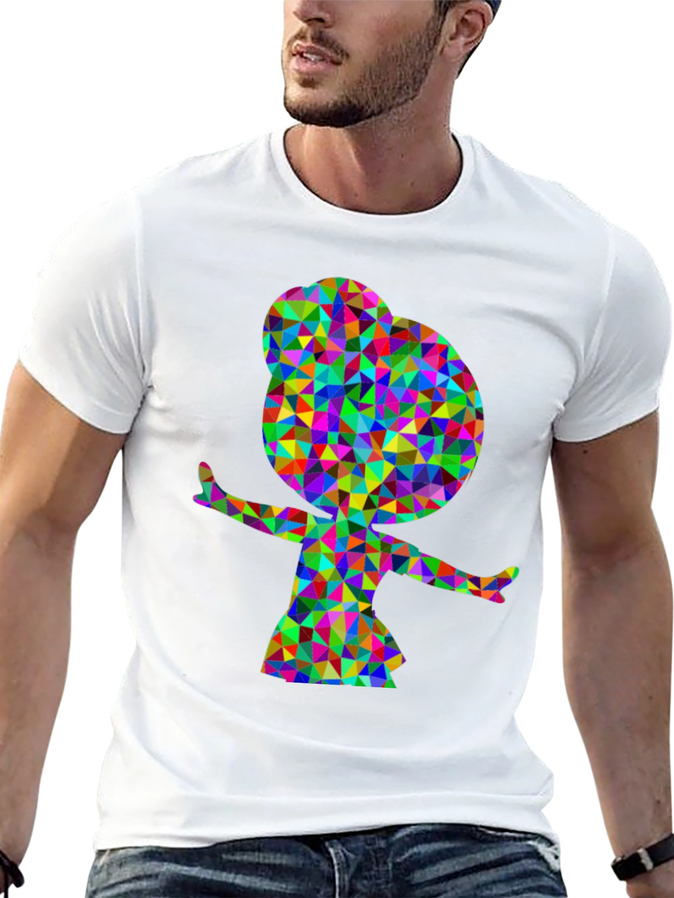 Geometric Girl Graphic Tee - Stylish Black T-Shirt