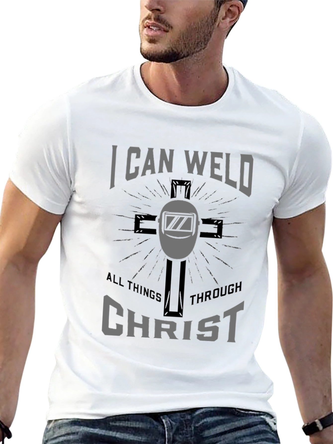 I Can Weld All Things Through Christ Black Tee