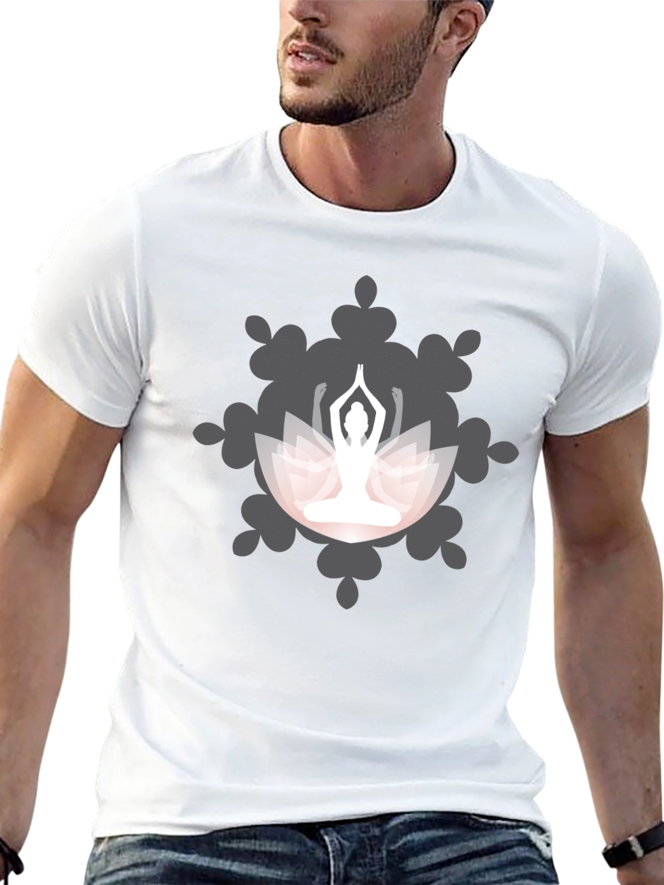Yoga Lotus Mandala Graphic T-Shirt - Black