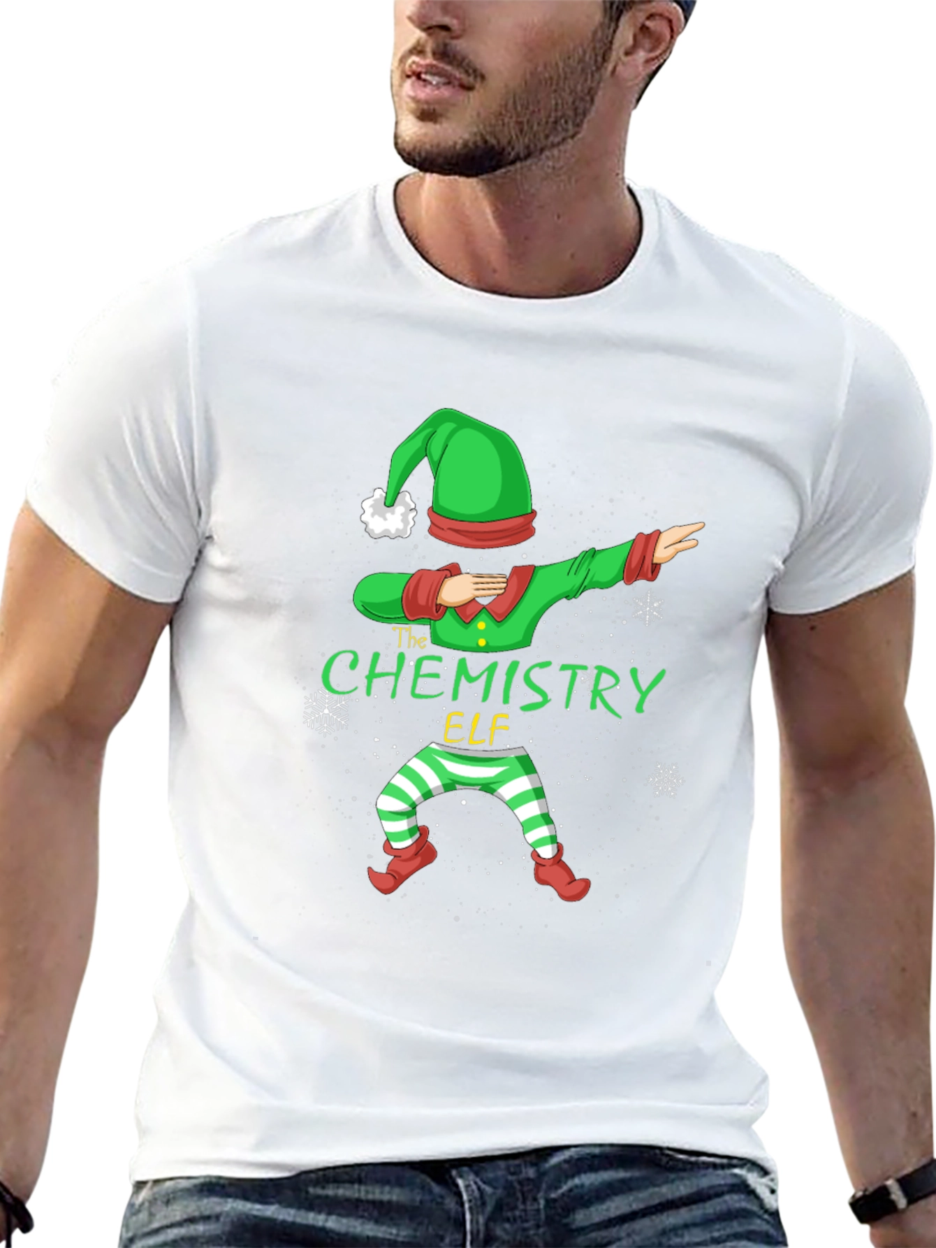 Chemistry Elf Dabbing T-Shirt - Festive Holiday Apparel