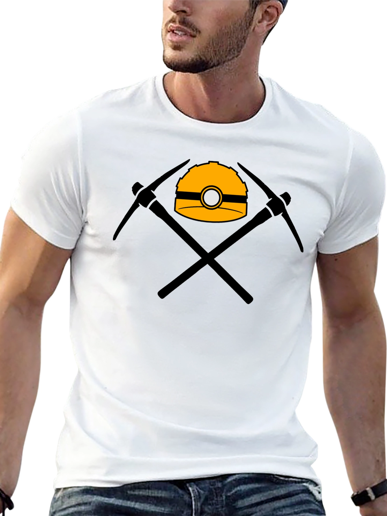 Miners Hard Hat & Pickaxes Graphic Tee - Black