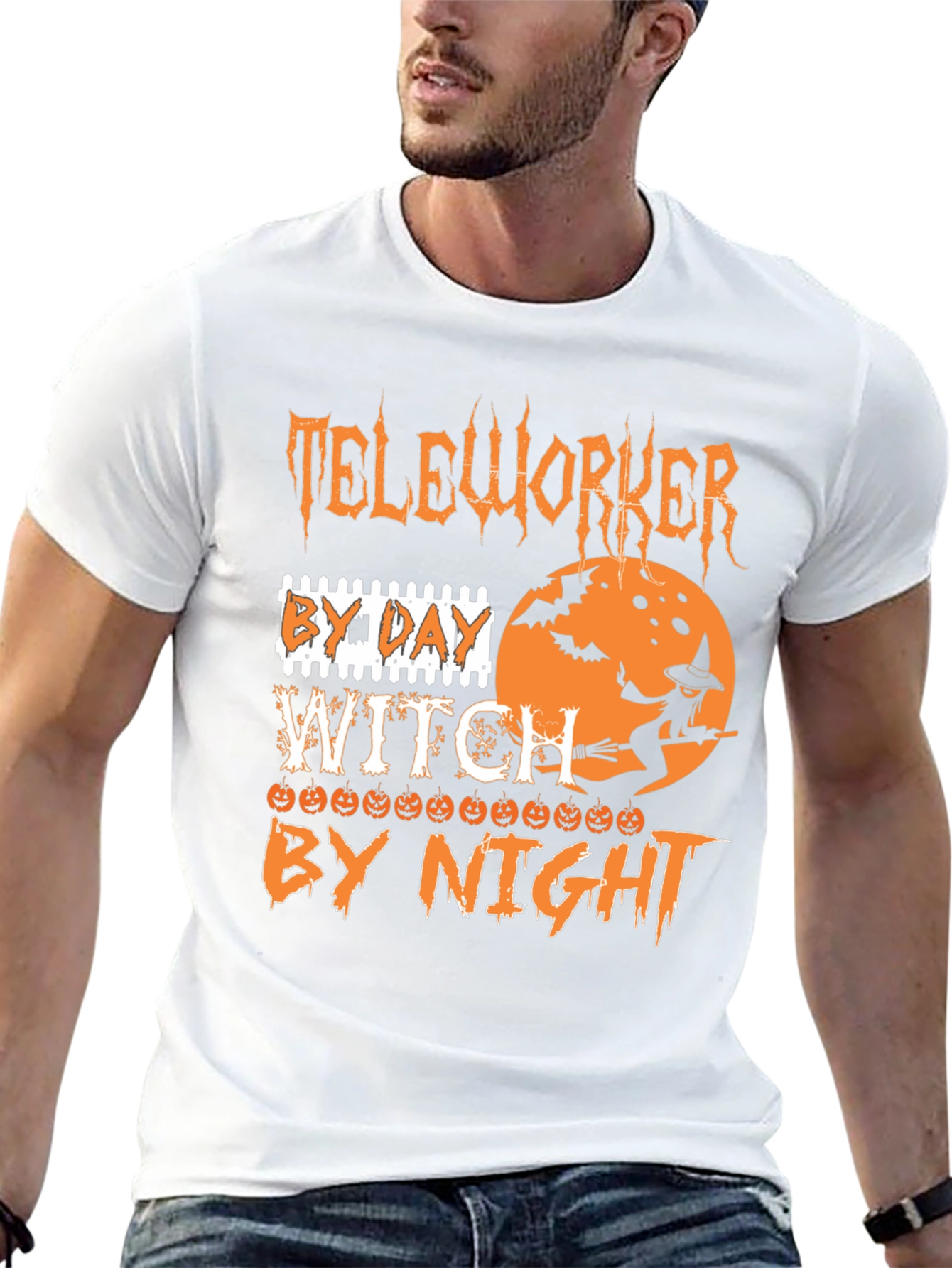 Teleworker Witch Funny Halloween T-Shirt