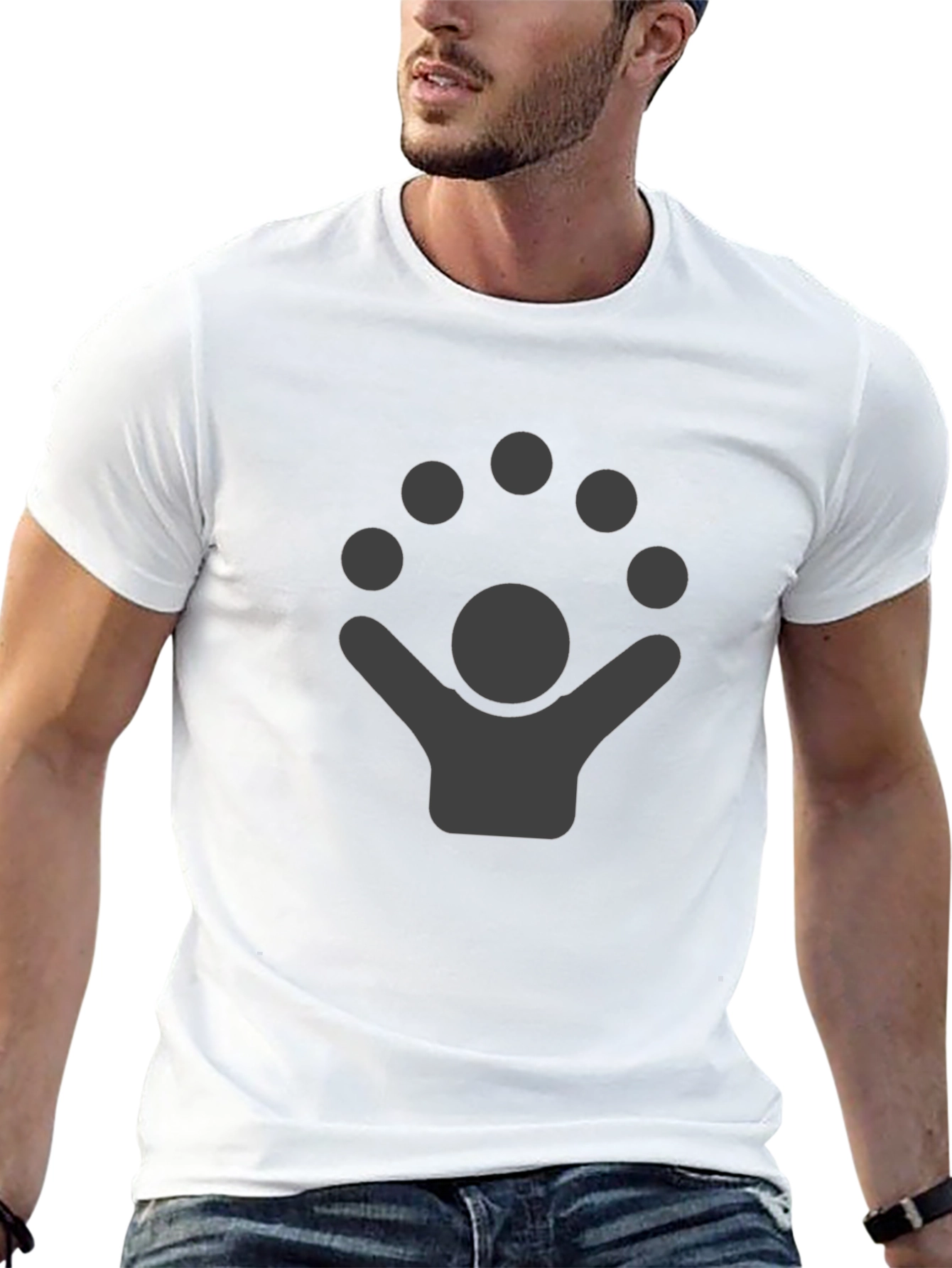 Juggling Person Graphic Tee - Soft Cotton Black Shirt