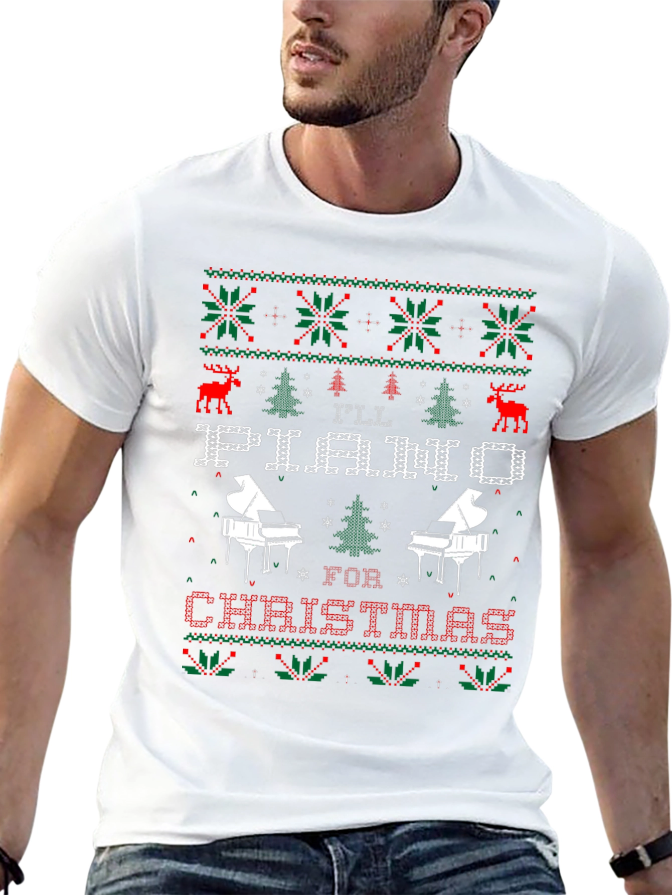 Piano Christmas Ugly Sweater T-Shirt