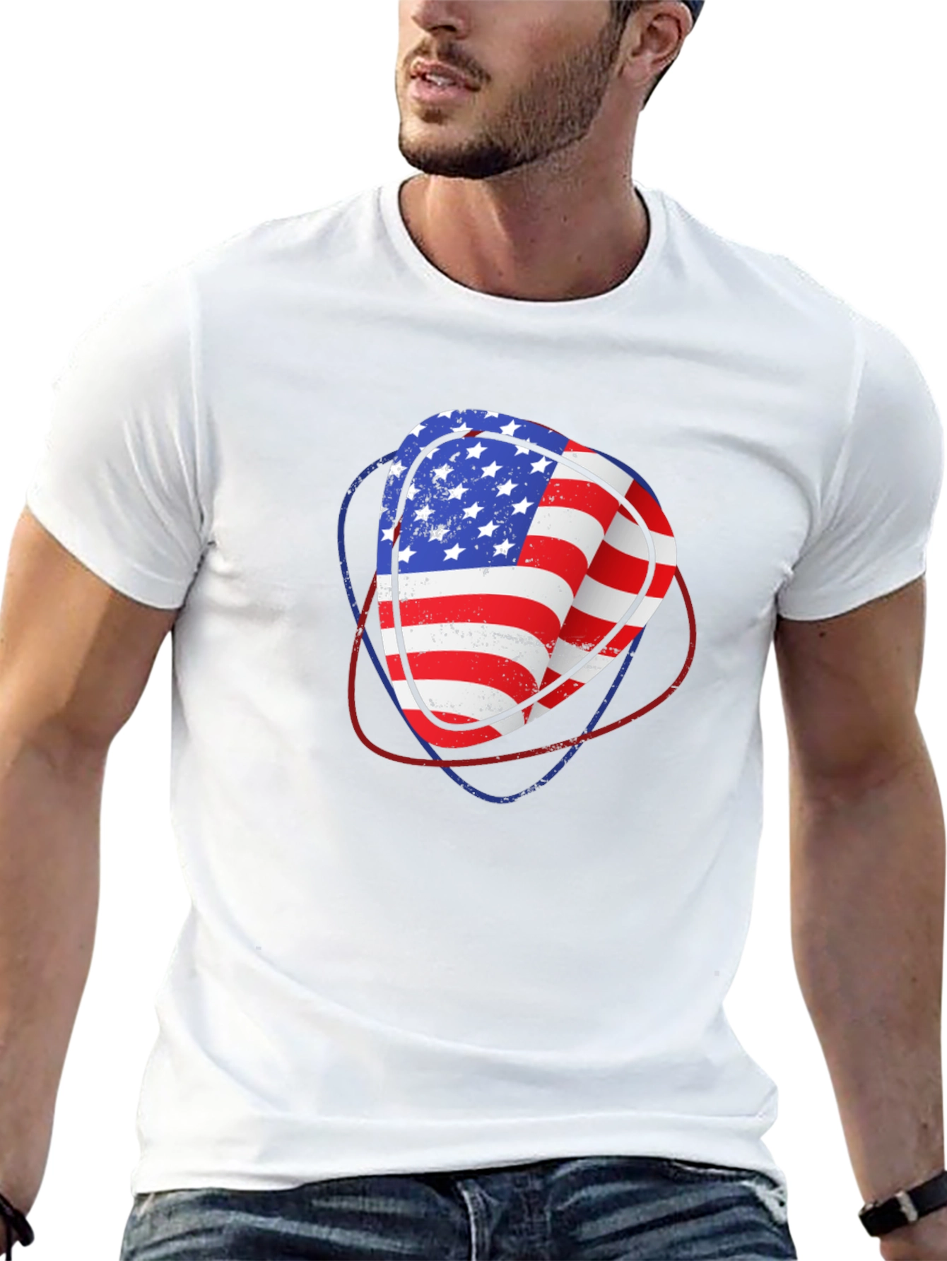 USA Flag Guitar Pick Graphic T-Shirt