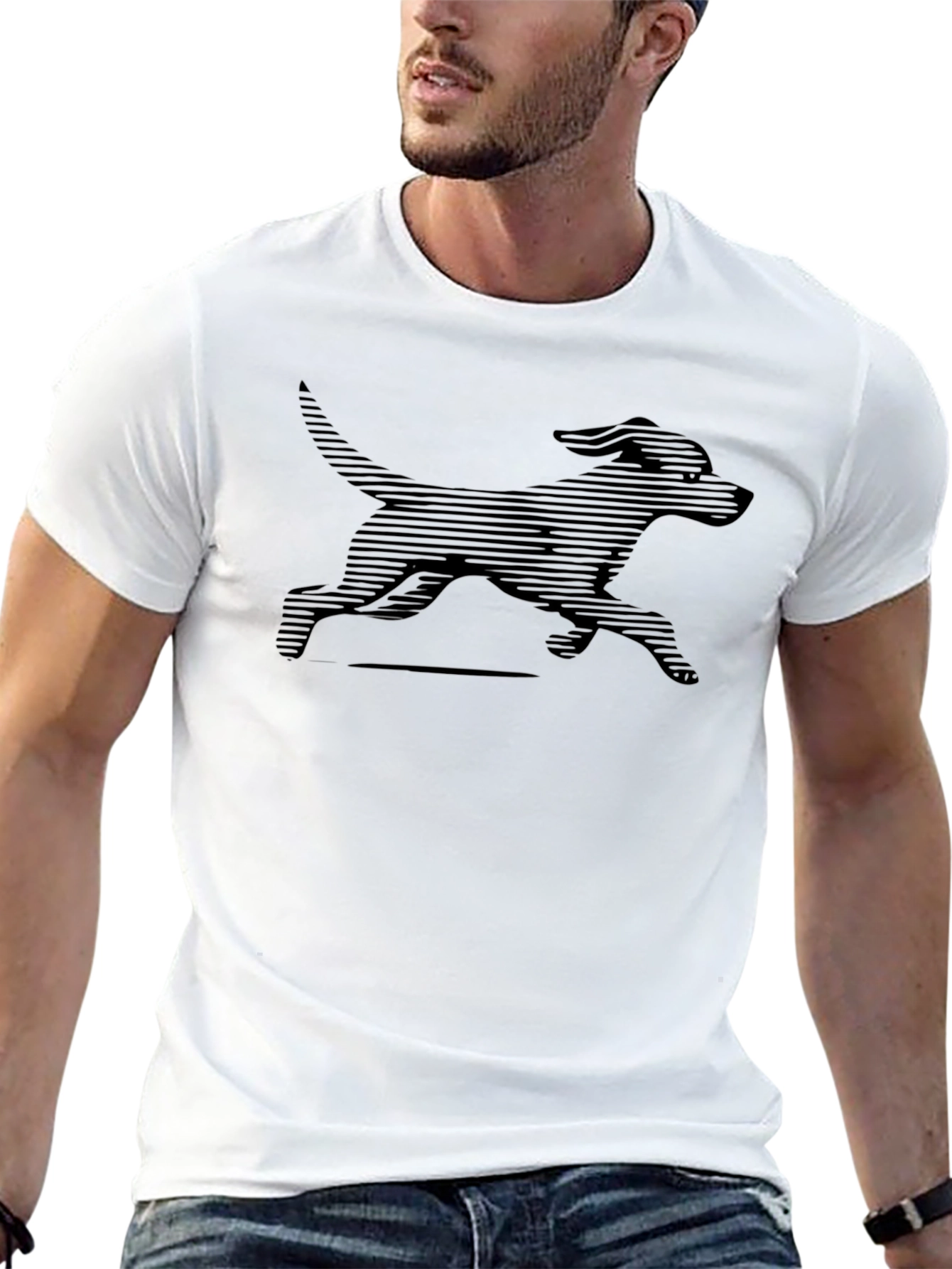 Black Dog Graphic Tee - Stylish Mens T-Shirt
