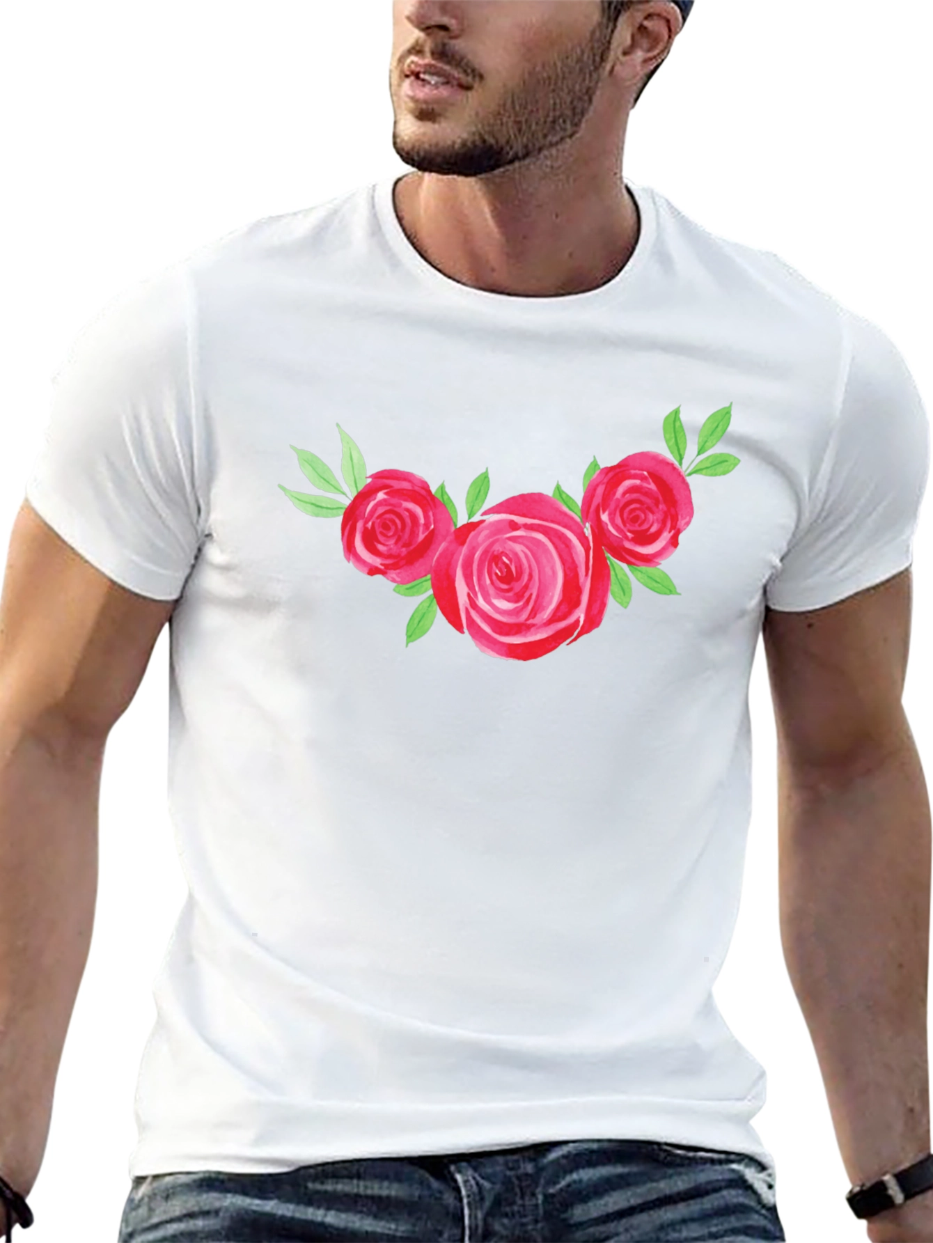 Floral Rose Graphic Tee - Black T-Shirt