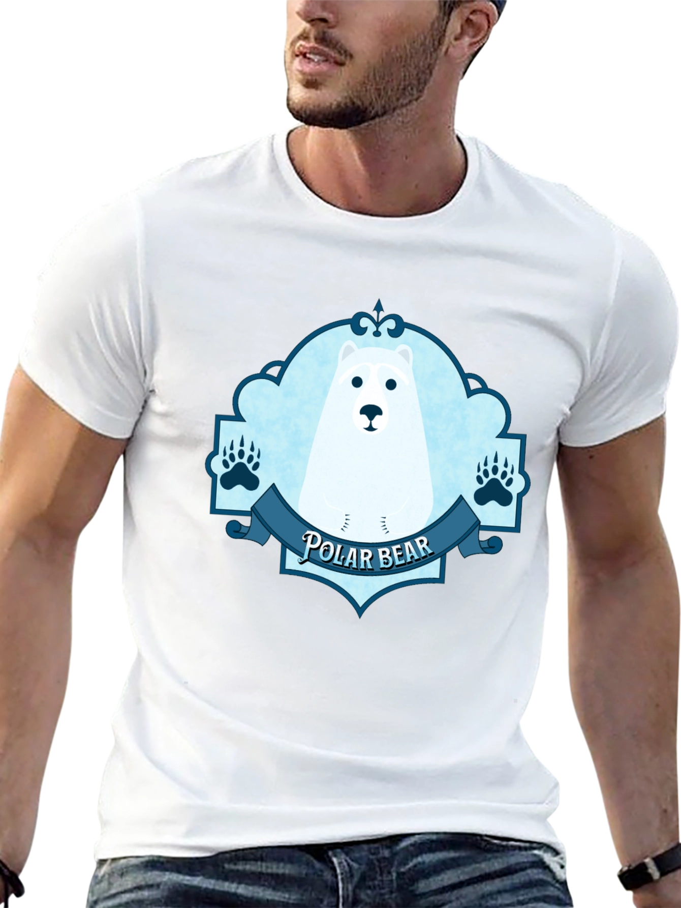 Polar Bear Graphic Tee - Black Cotton T-Shirt