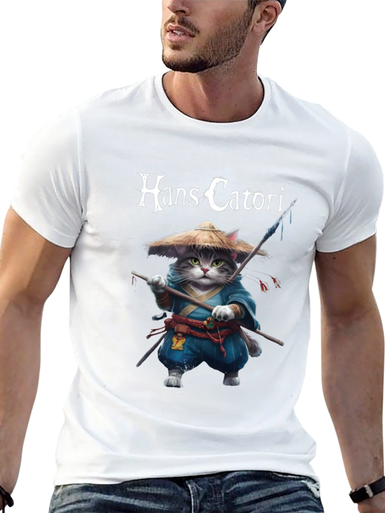 Hans Catori Samurai Cat Graphic Tee