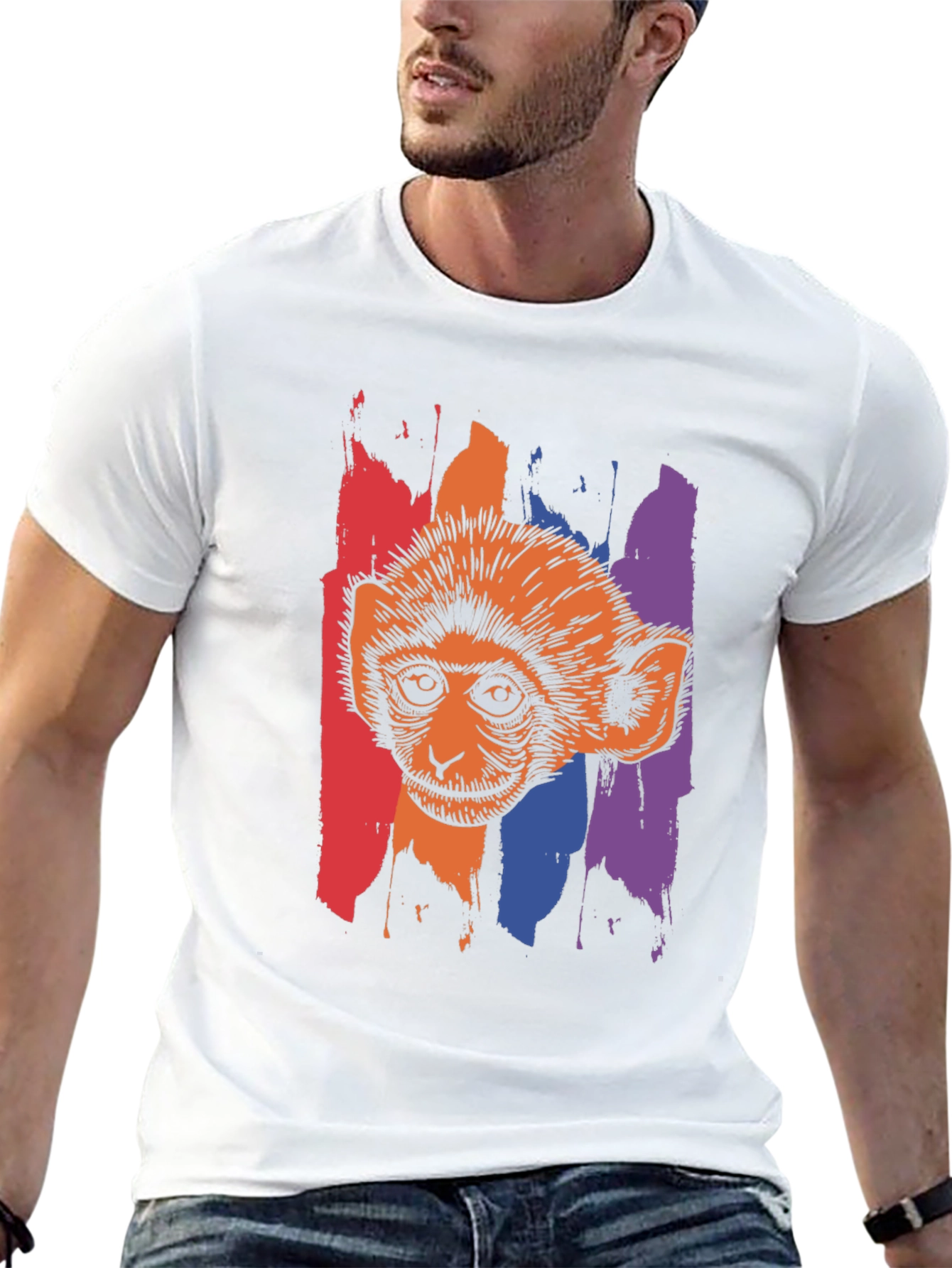 Monkey Graphic Print Black T-Shirt