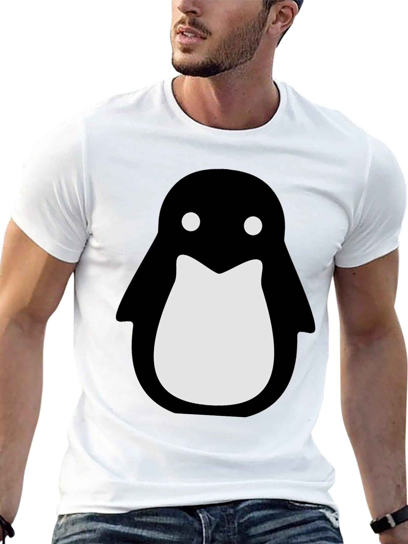 Penguin Graphic Black T-Shirt - Stylish Crew Neck Tee