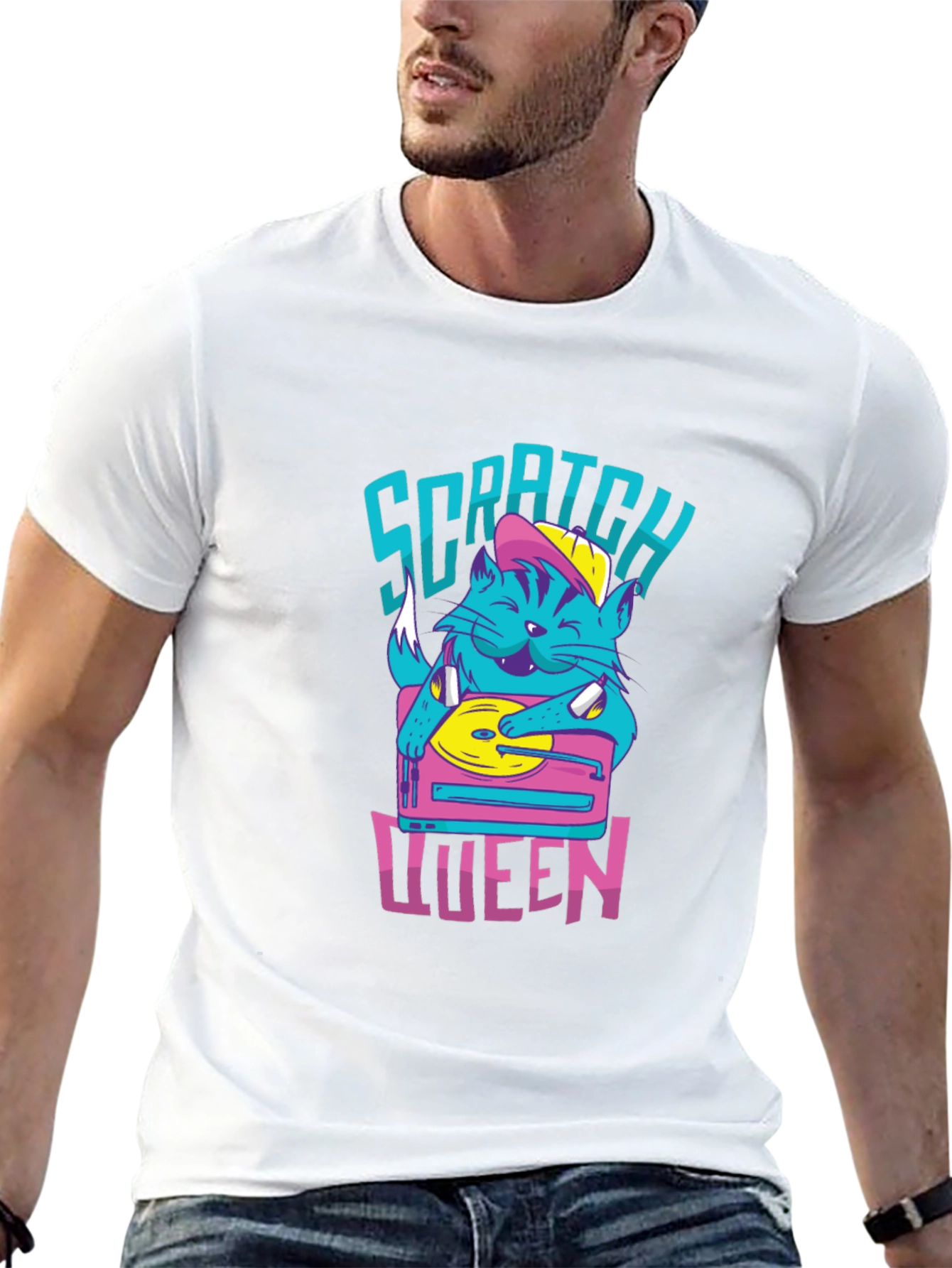 Scratch Queen Cat DJ Graphic T-Shirt