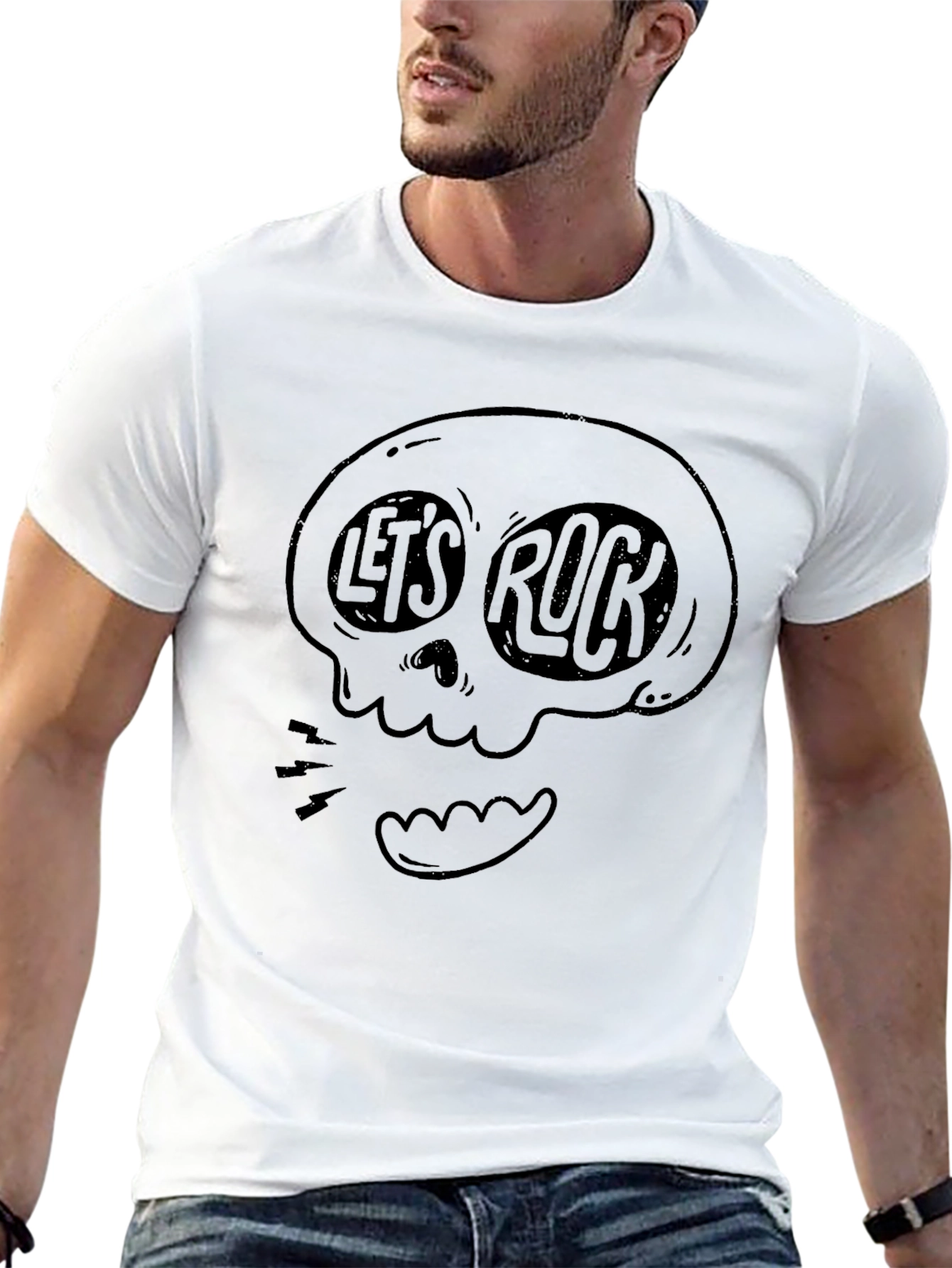 Lets Rock Graphic Tee - Skull Design