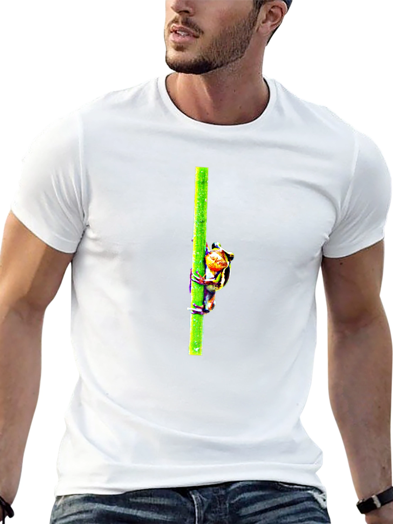 Frog On Bamboo Graphic Tee - Mens Black T-Shirt