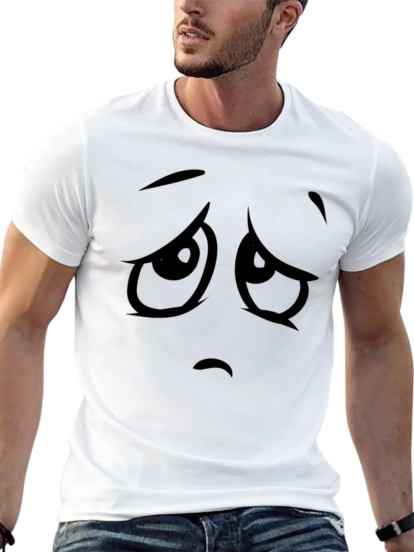 Sad Face Graphic Black T-Shirt