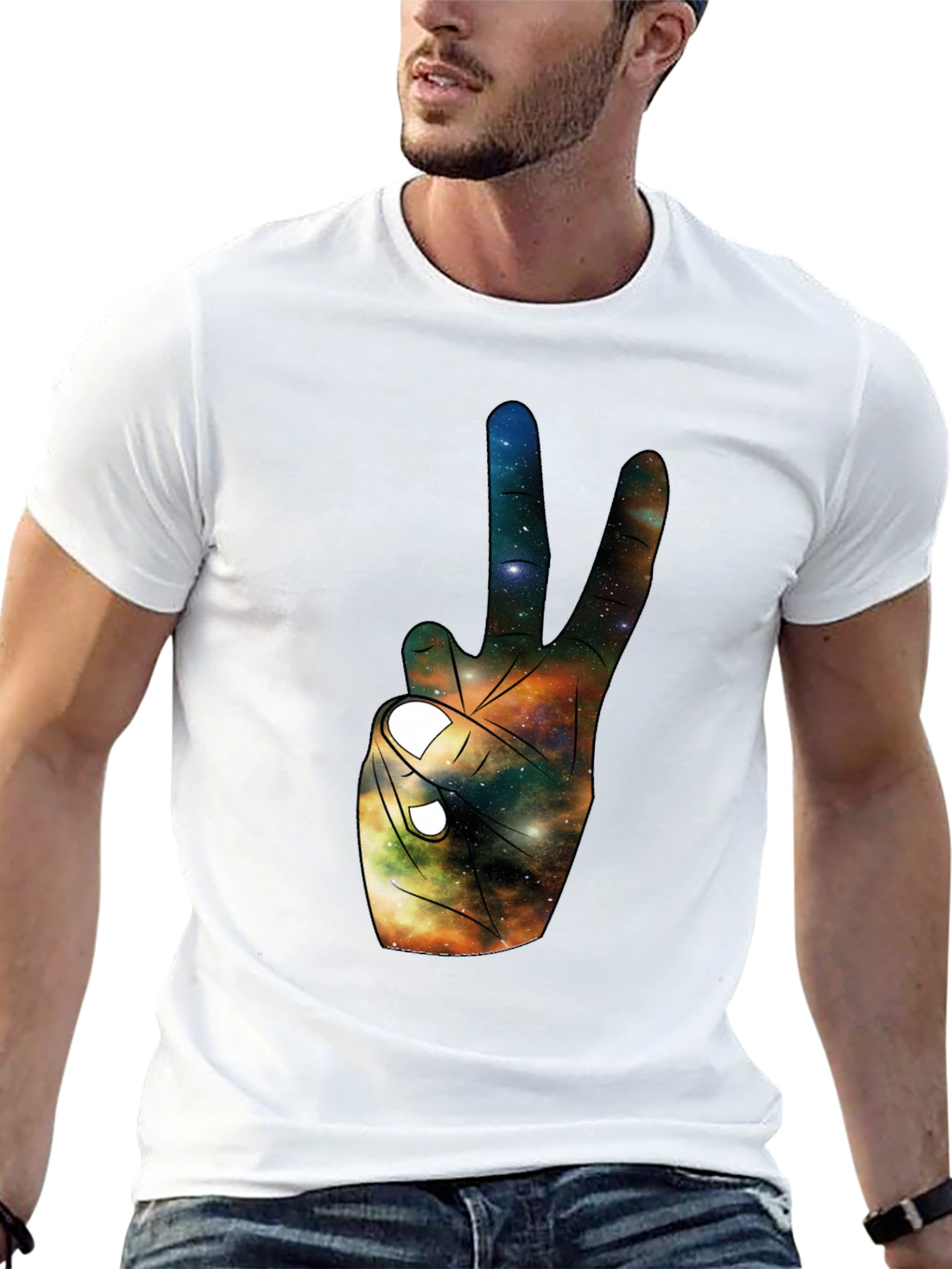 Galaxy Peace Sign Black T-Shirt