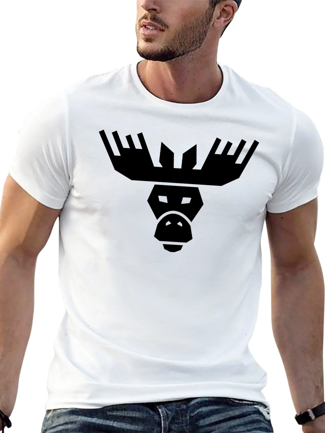 Geometric Moose Graphic Tee - Cool Animal Print