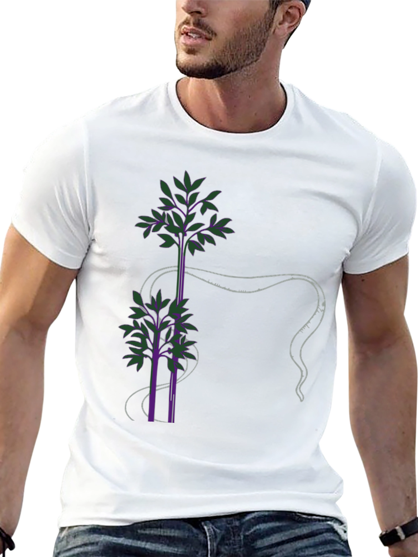 Unique Tree Design Black T-Shirt