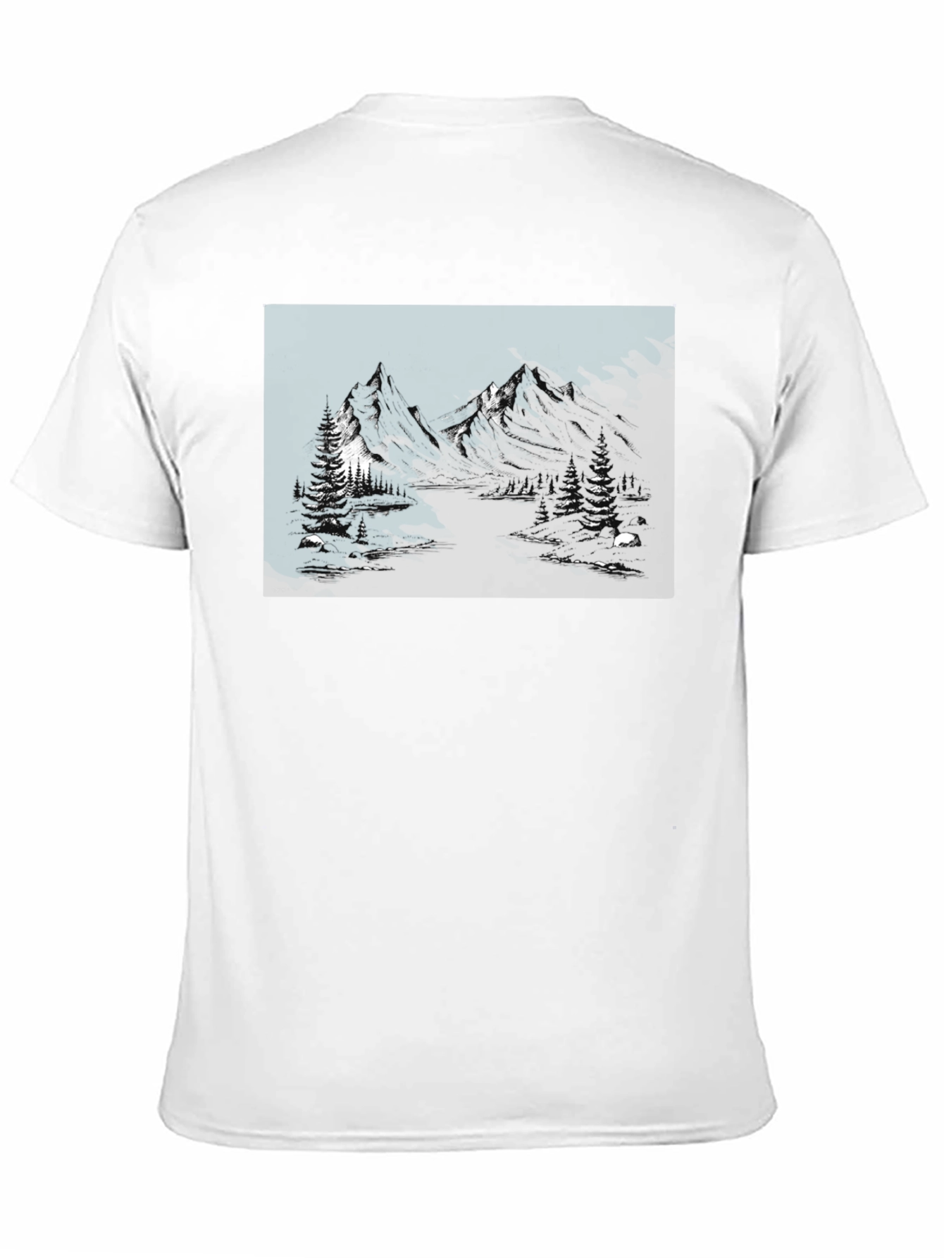 Mountain Landscape Graphic Tee - Black Cotton Blend