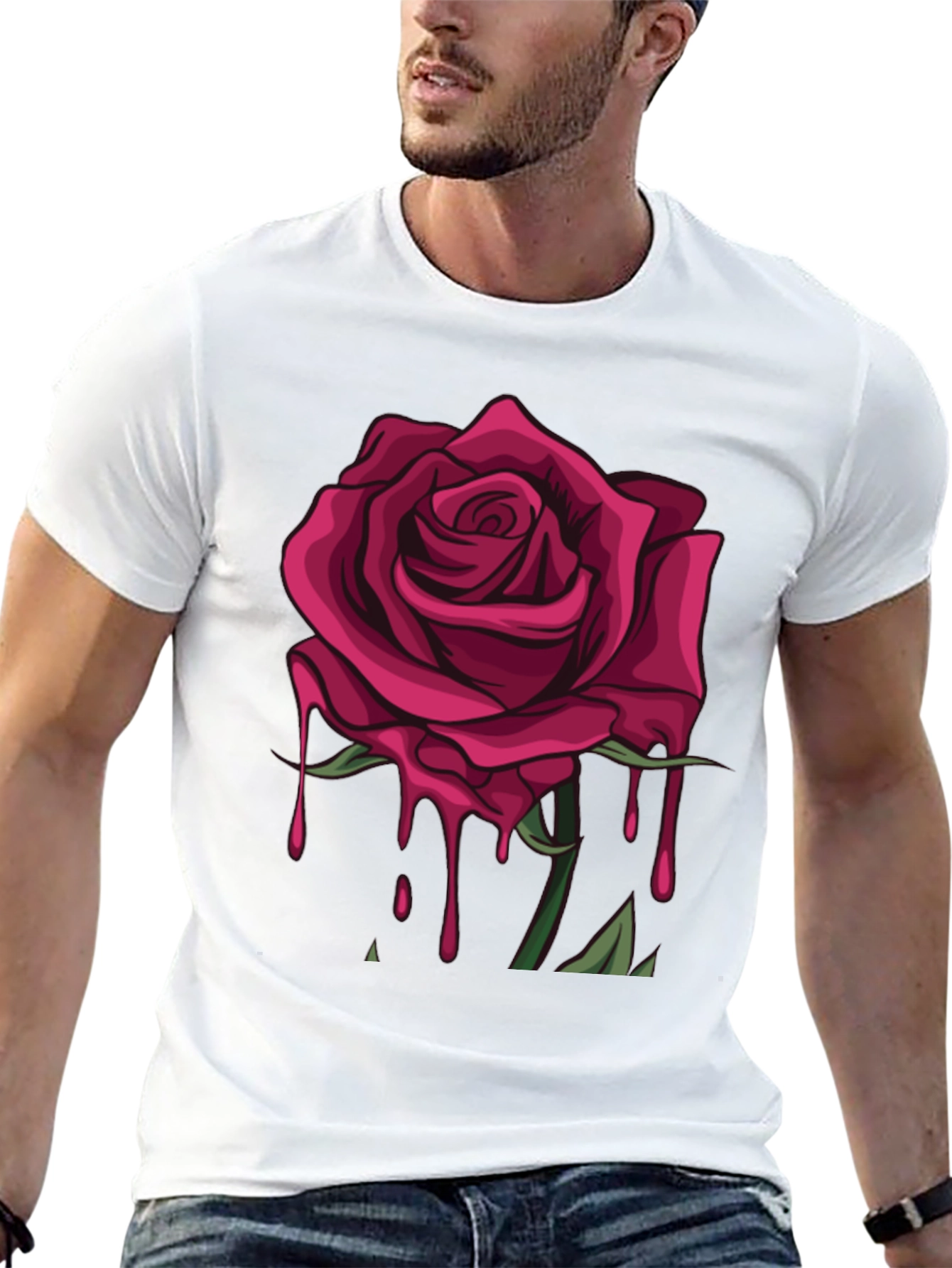 Rose Drip Graphic Tee - Stylish Unisex T-Shirt