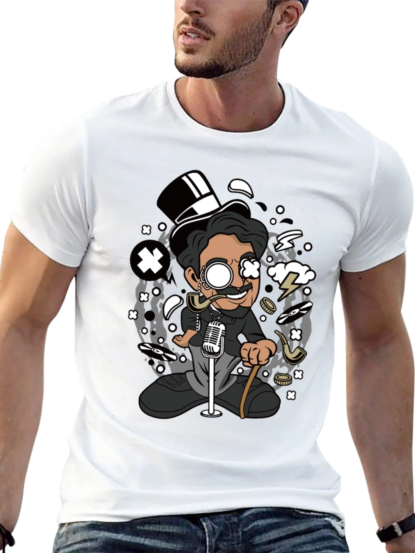 Cartoon Character Graphic Black T-Shirt