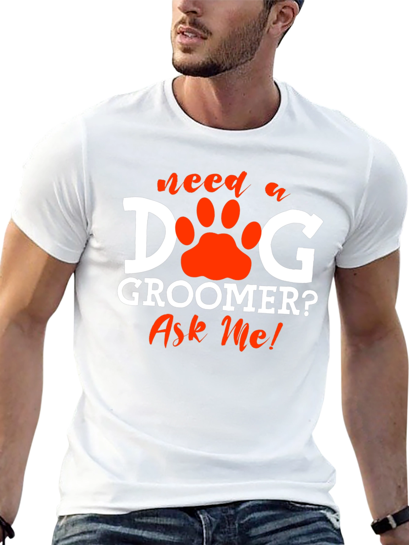 Dog Groomer T-Shirt - Ask Me! Pet Paw Design