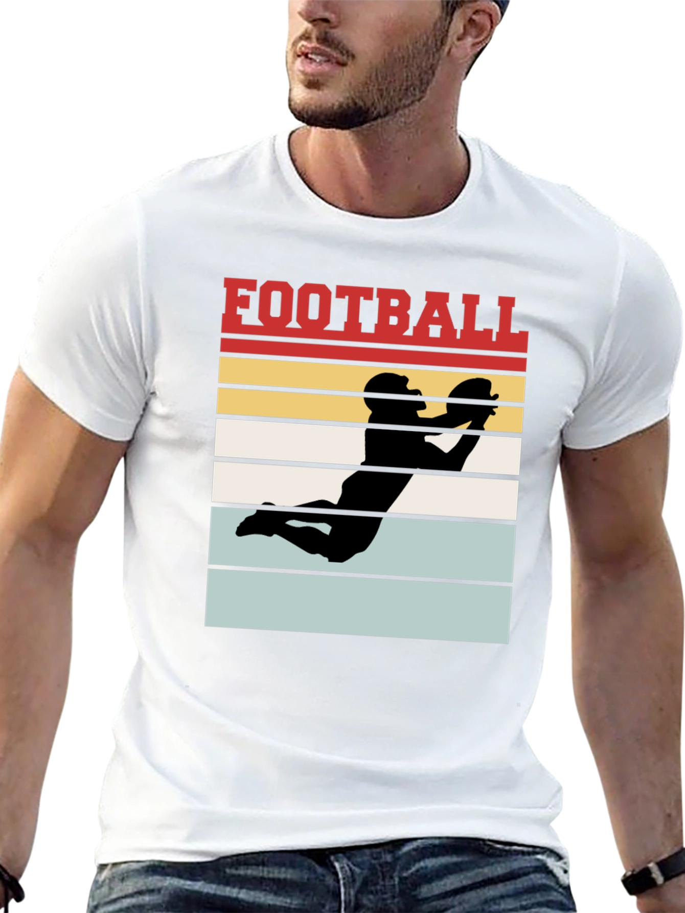 Football Graphic Tee - Retro Receiver Design