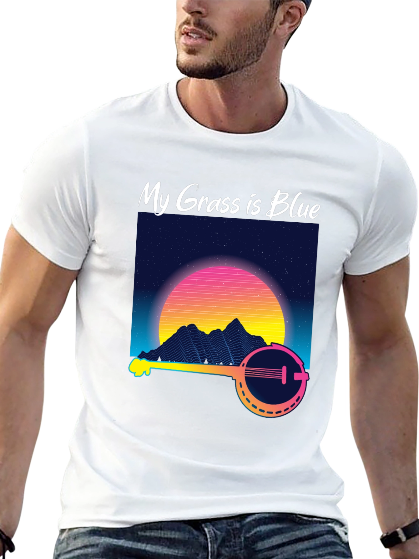 My Grass is Blue Retro Banjo T-Shirt