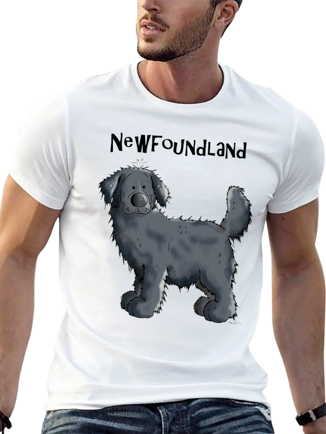 Newfoundland Dog Cartoon Graphic T-Shirt