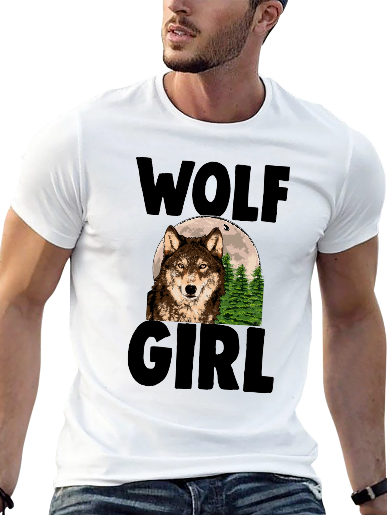 Wolf Girl Graphic Print T-Shirt