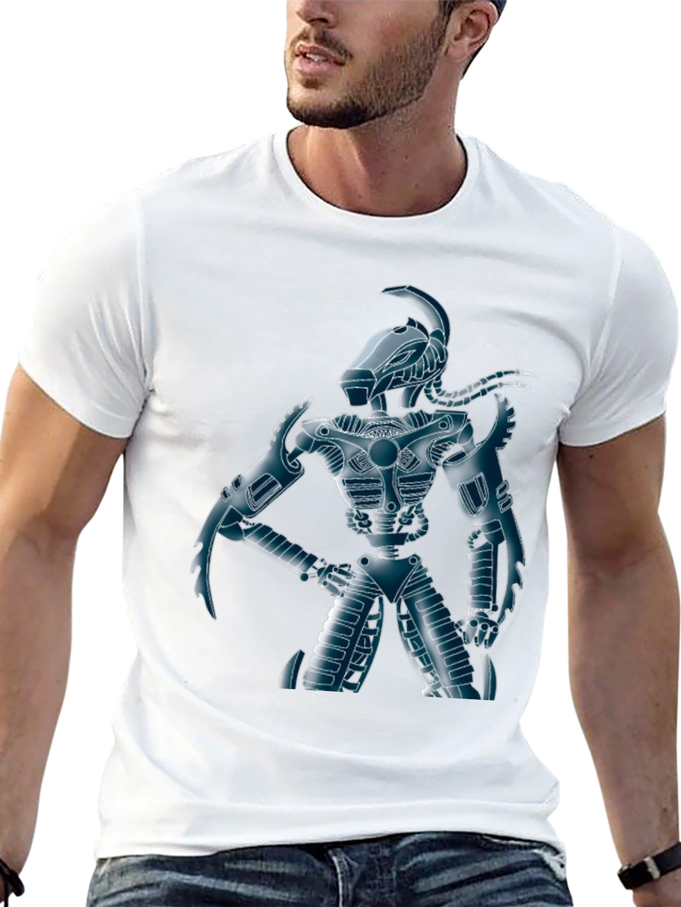Robot Warrior Graphic Tee - Sci-Fi Style
