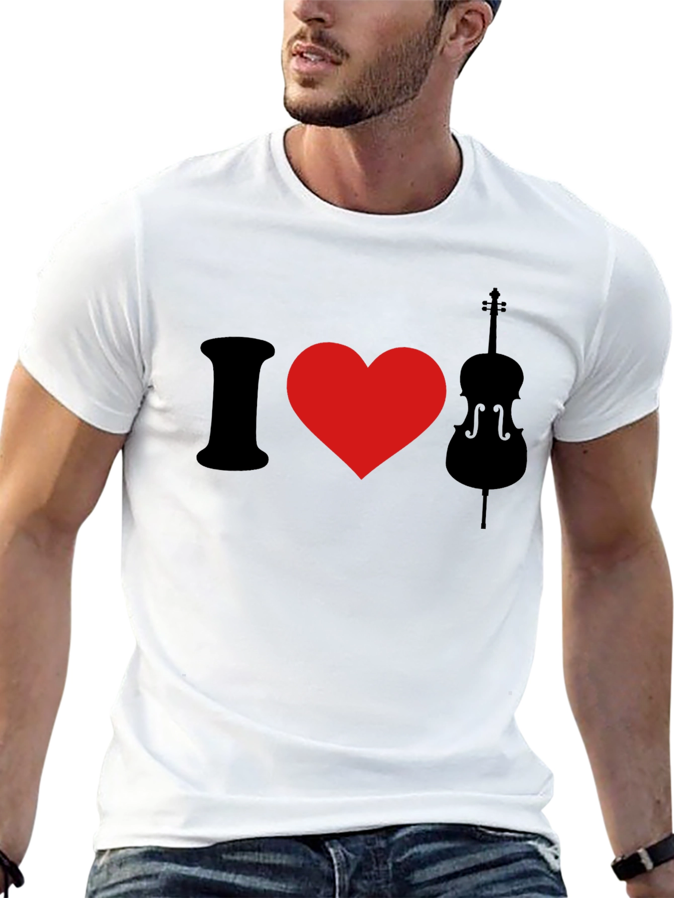 I Love Cello Black Graphic T-Shirt