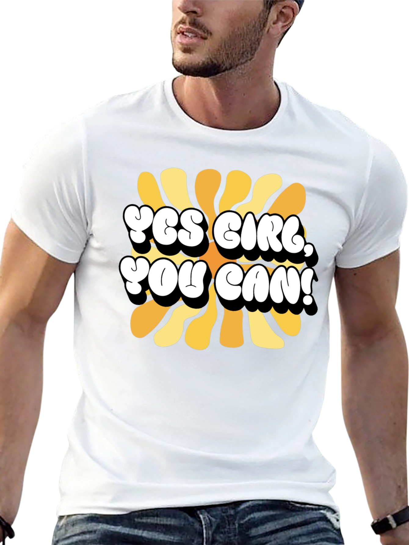 Yes Girl You Can T-Shirt Black Cotton Graphic Tee