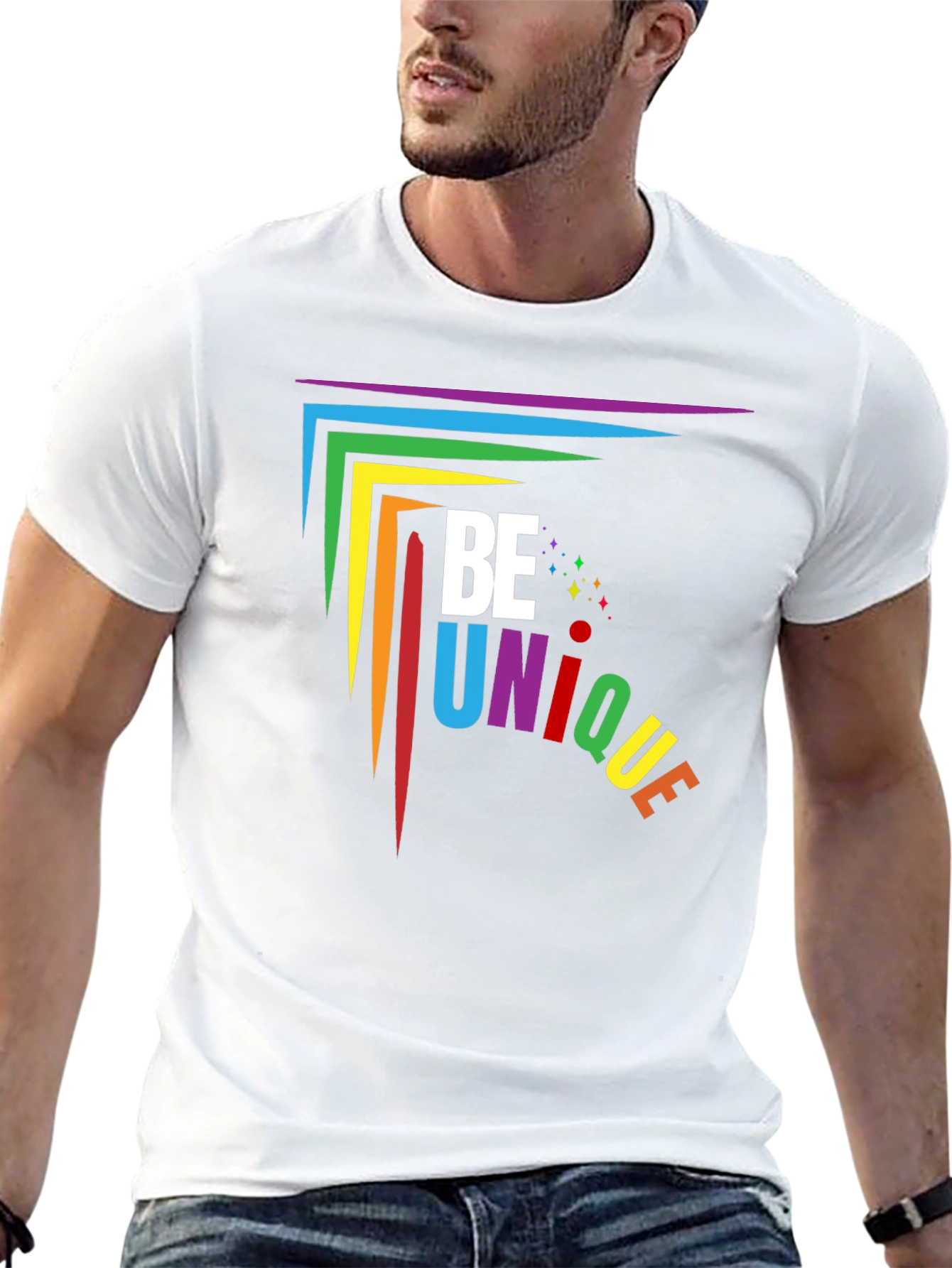 Be Unique Rainbow Graphic T-Shirt
