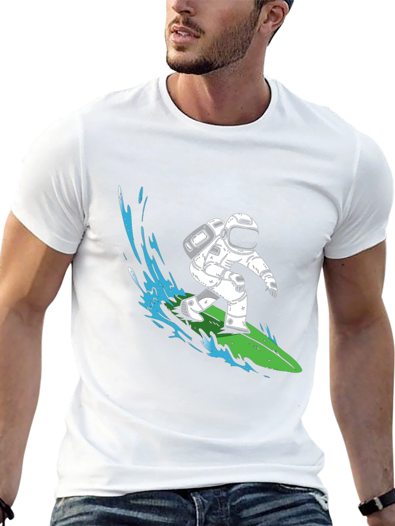 Astronaut Surfing Graphic T-Shirt