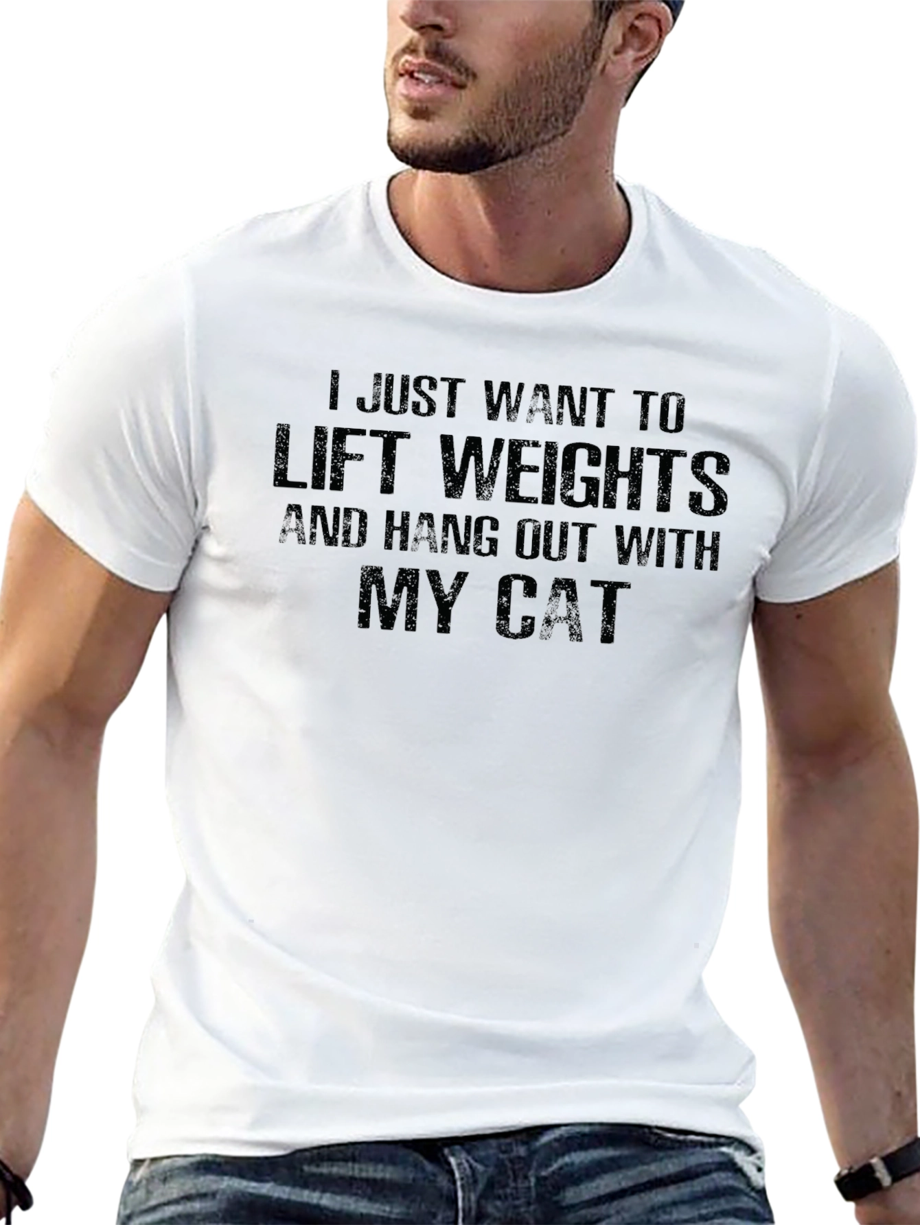 Lift Weights Cat Lover Black T-Shirt