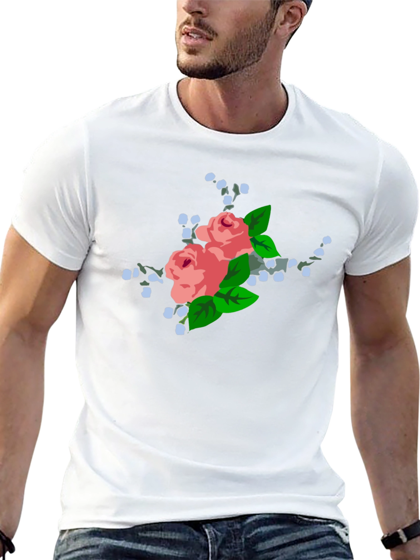 Floral Rose Graphic Black T-Shirt