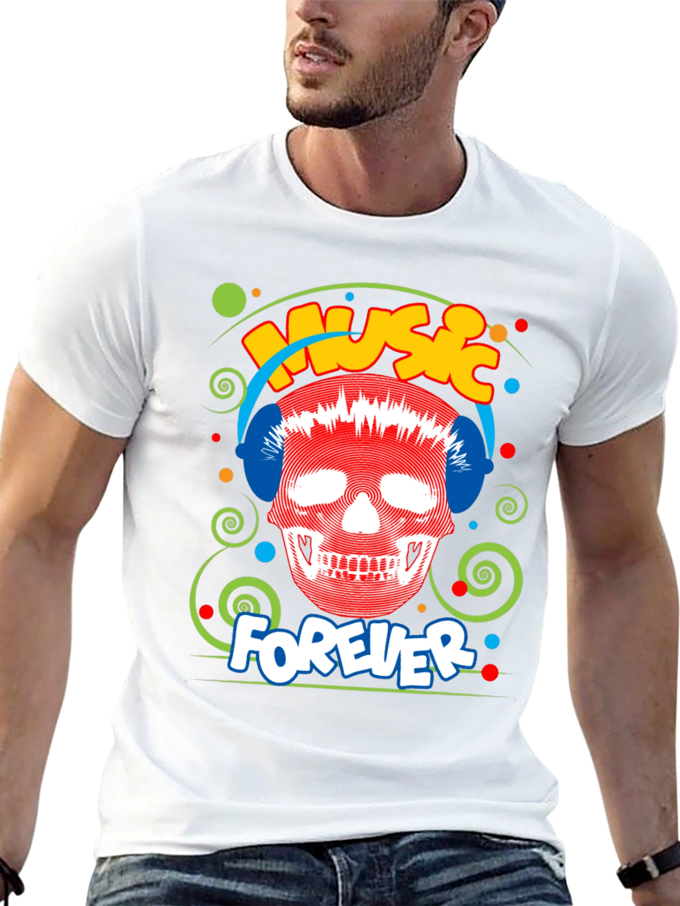 Music Forever Skull Graphic T-Shirt
