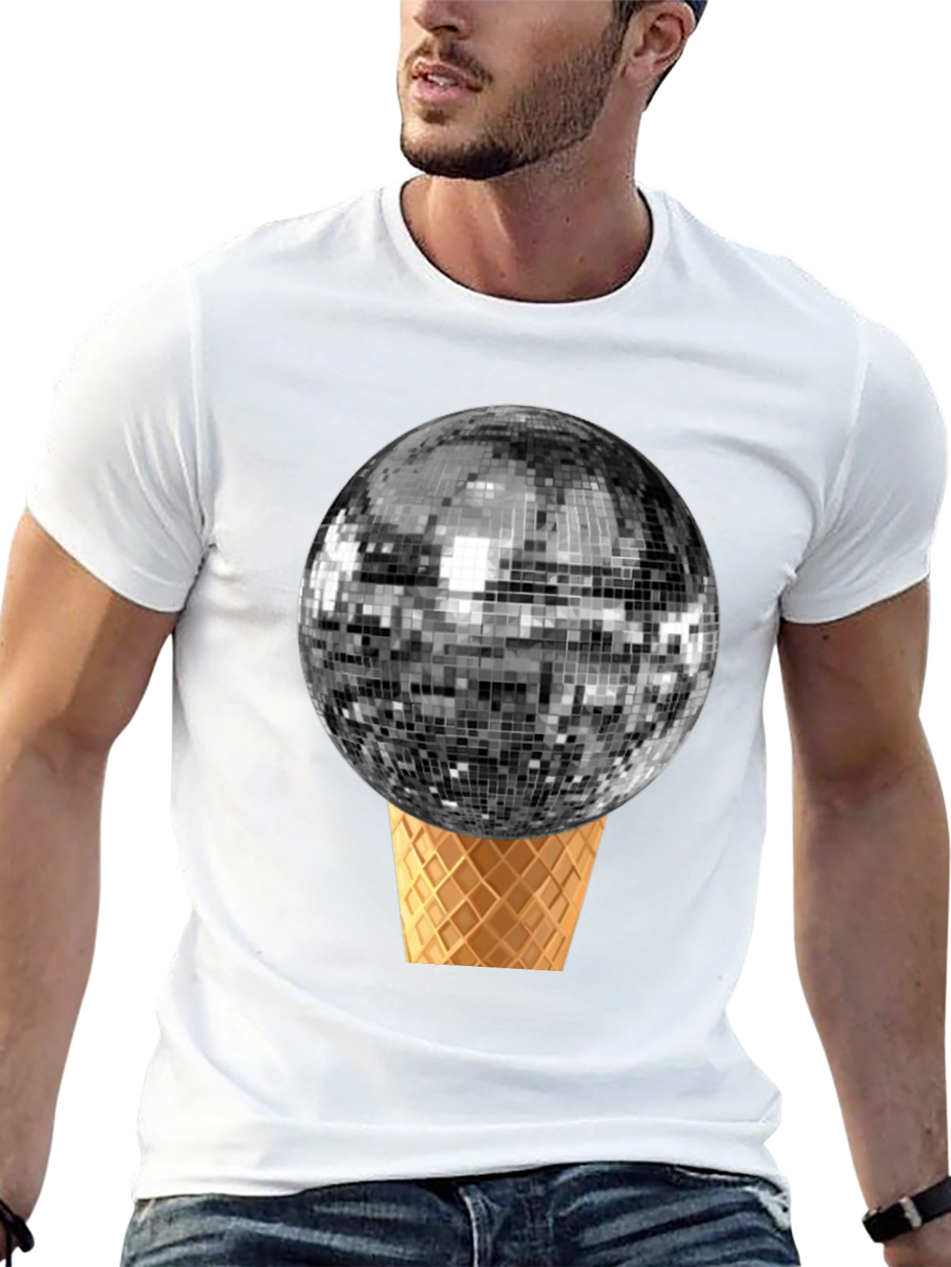 Disco Ball Ice Cream Cone Graphic Tee