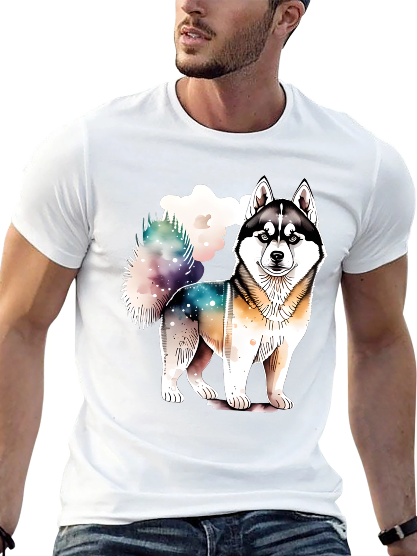 Husky Dog Graphic Tee - Soft Cotton Blend