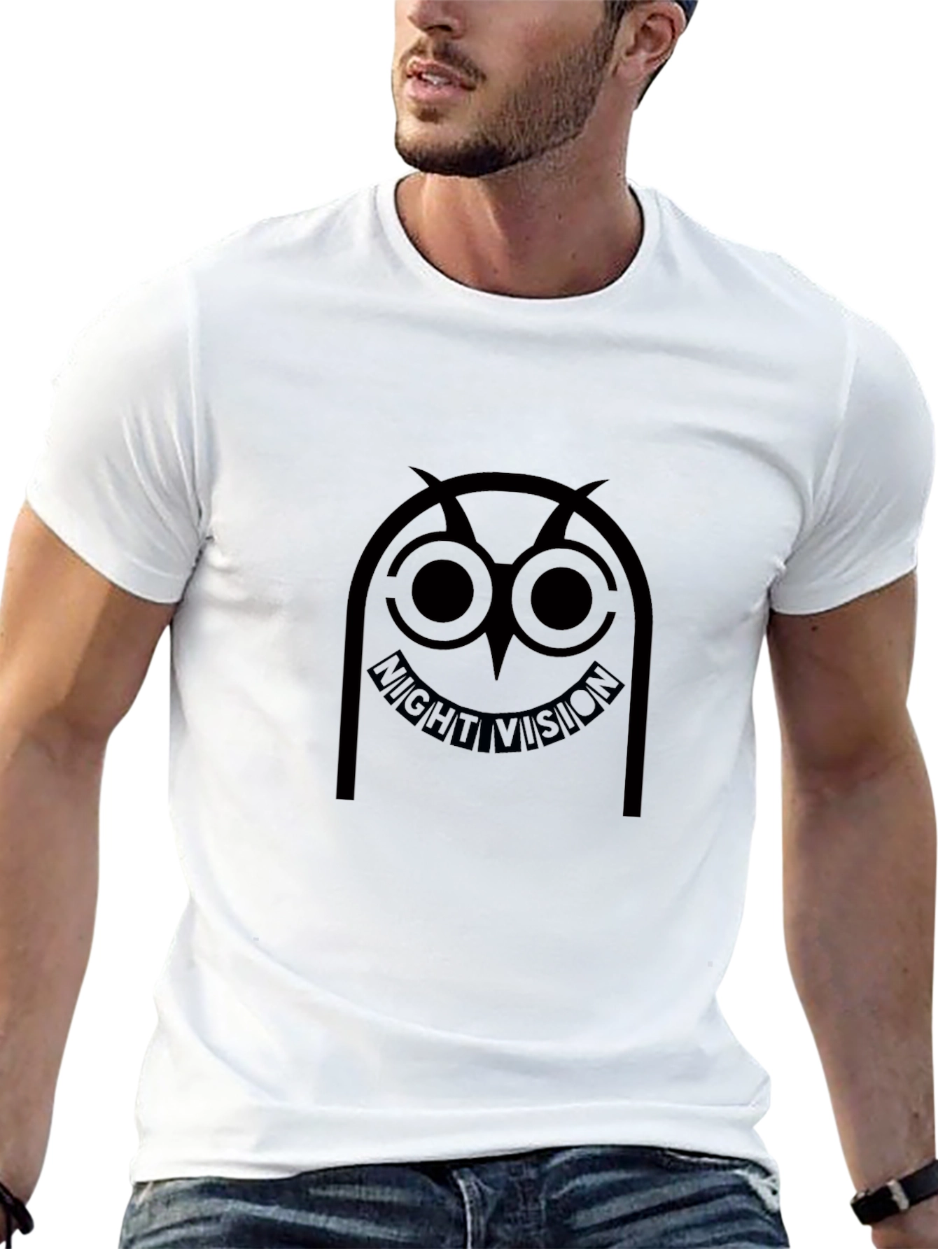 Night Vision Owl Graphic T-Shirt - Black Cotton Tee