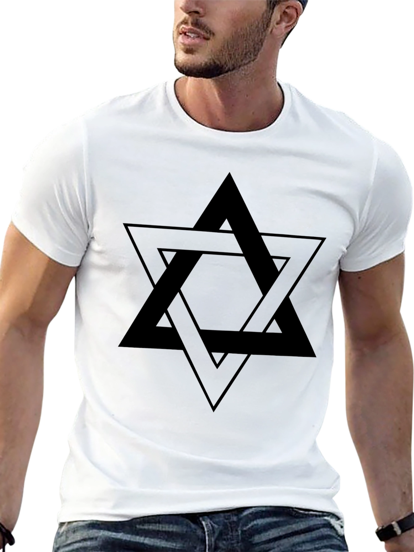 Geometric Star Graphic Tee - Black