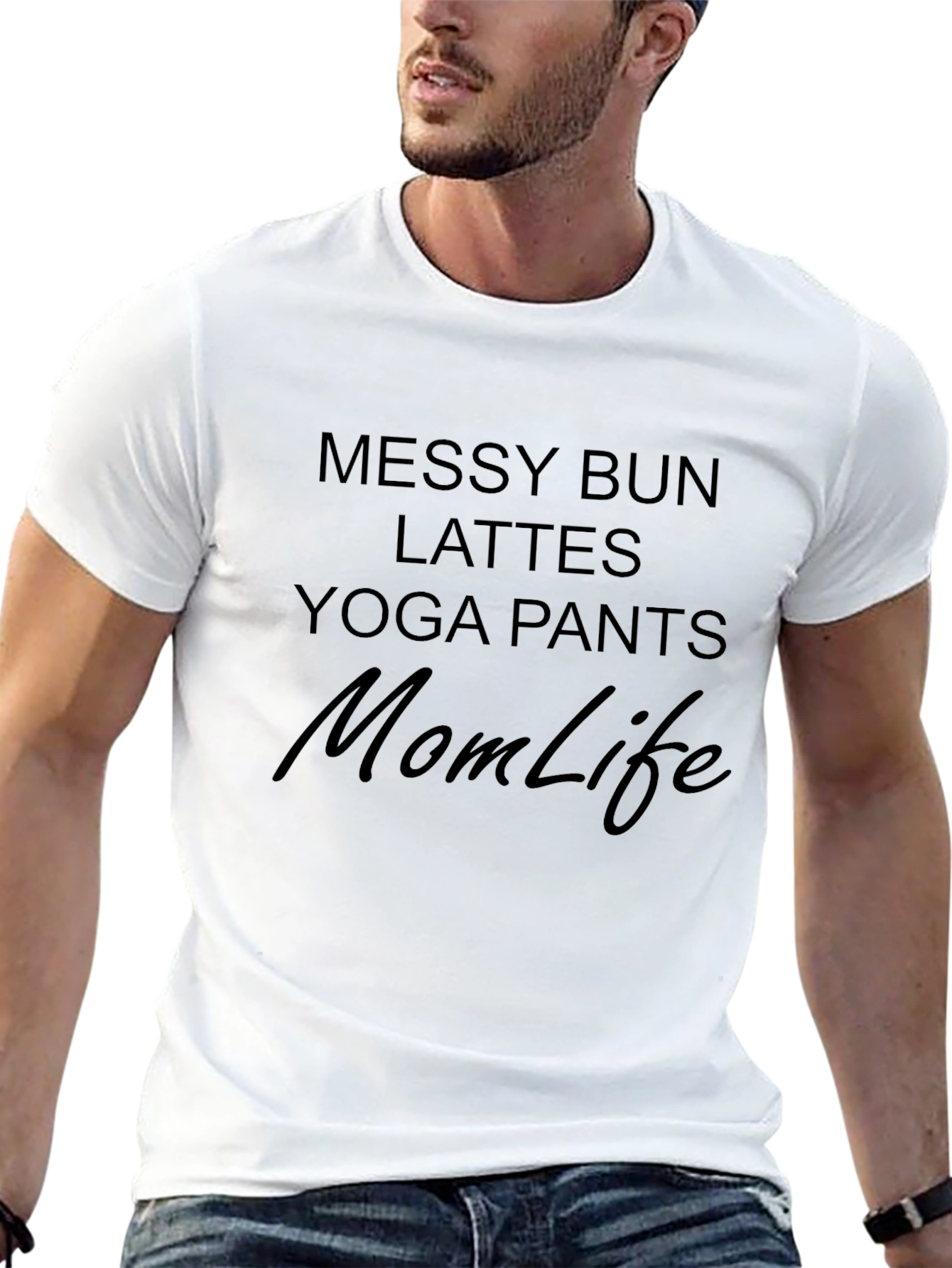 Messy Bun Lattes Yoga Pants Mom Life T-Shirt