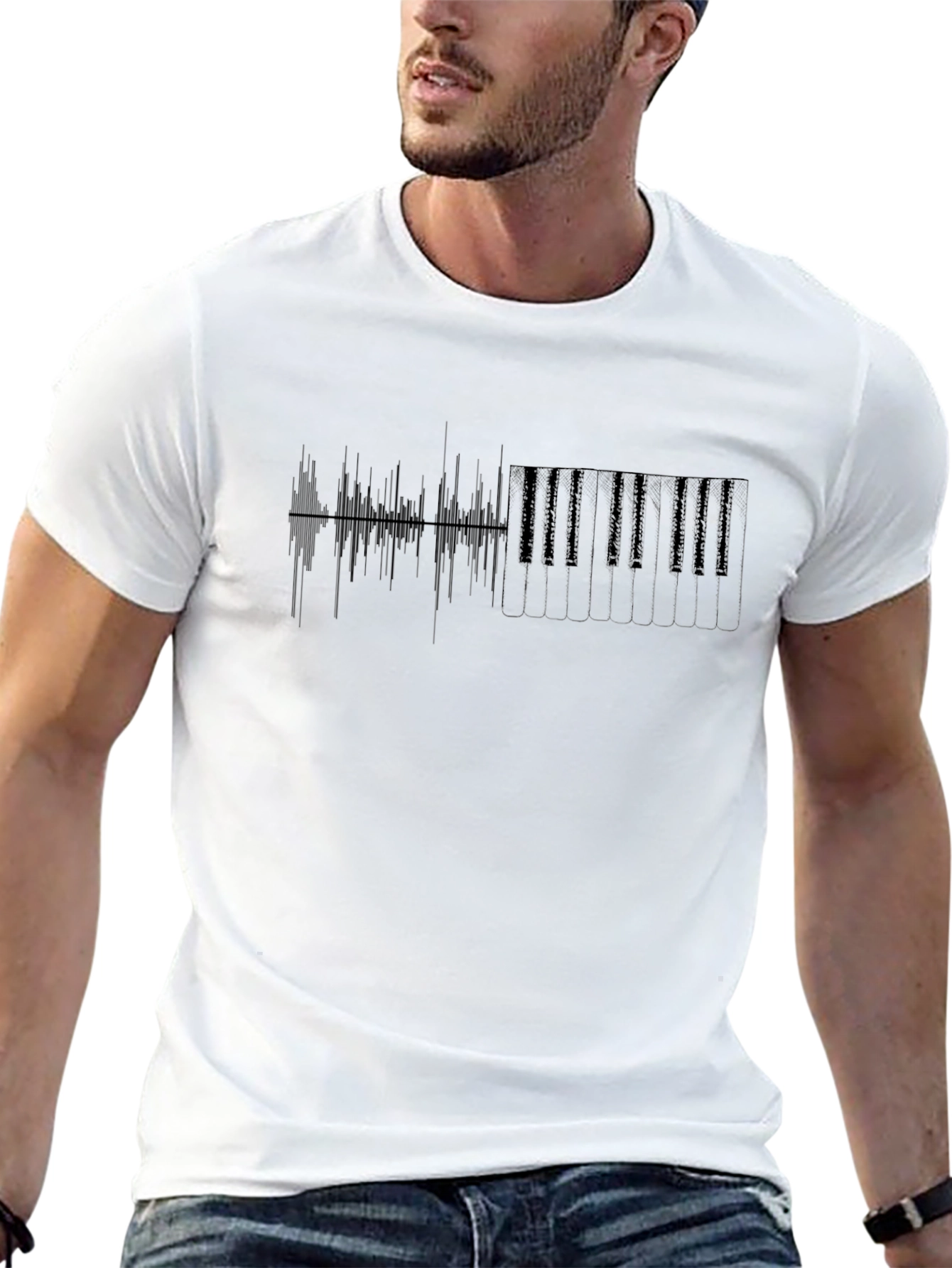 Piano Waveform Black T-Shirt