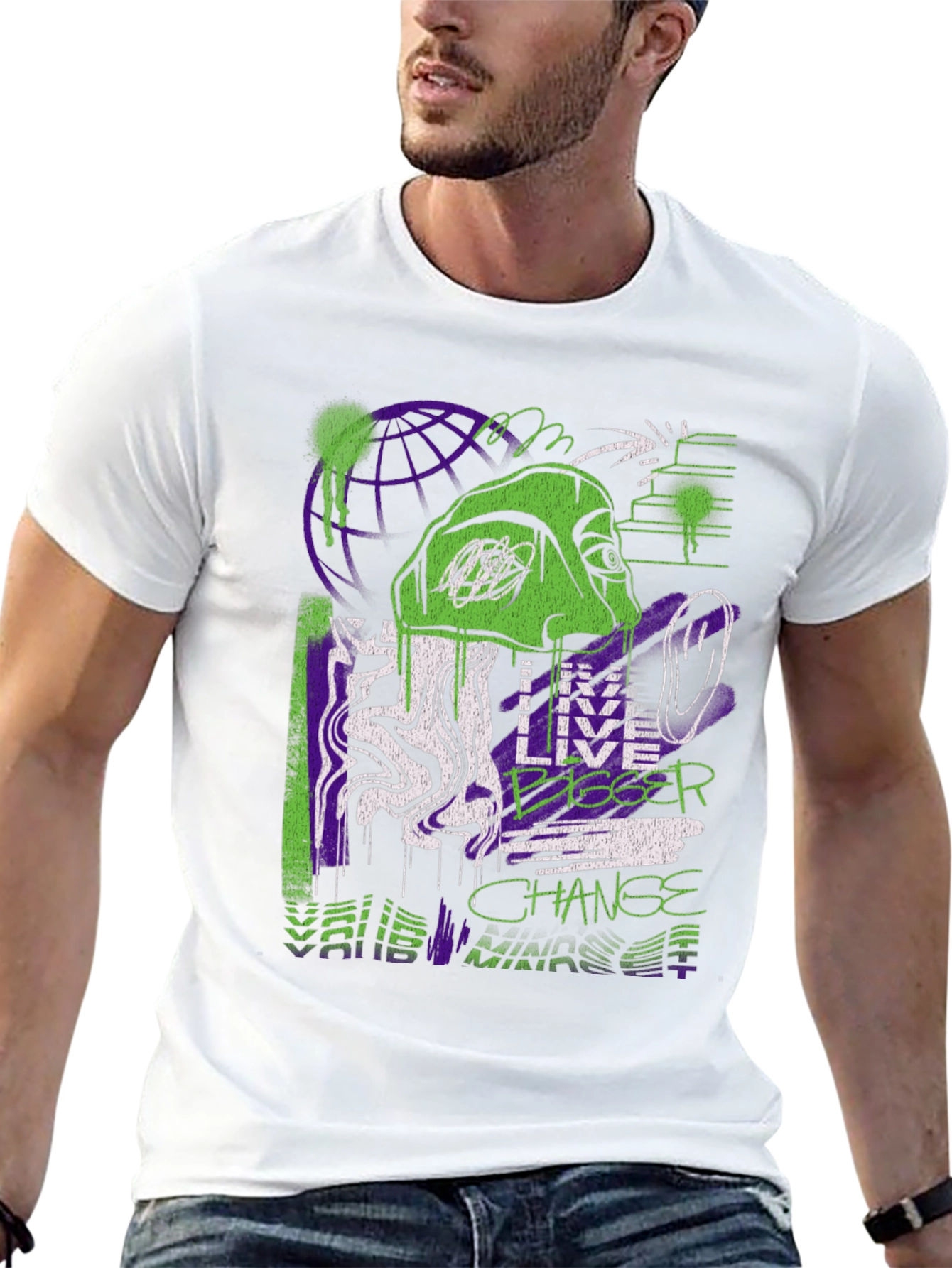 Live Bigger Graphic Print T-Shirt