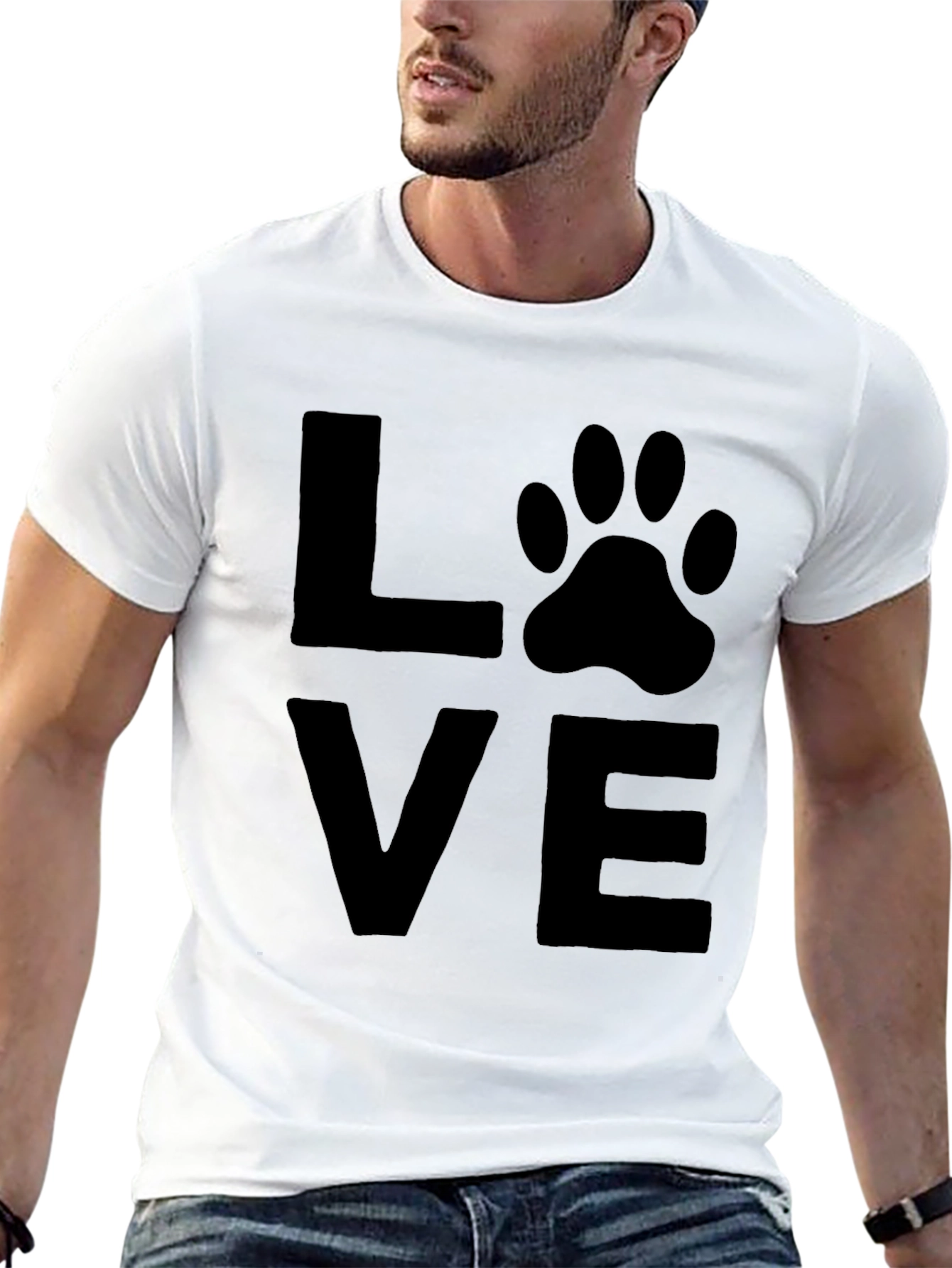 Love Paw Print T-Shirt - Black Graphic Tee