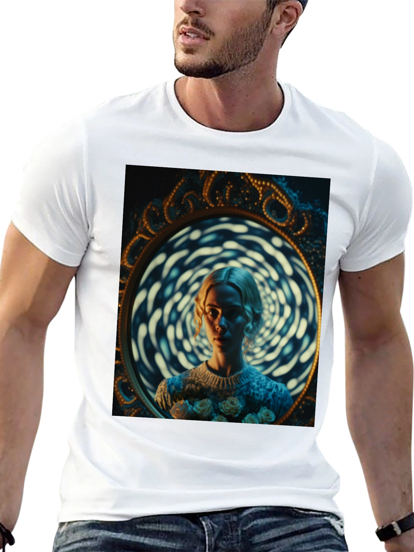 Mirror Portrait T-Shirt - Unique Artistic Design