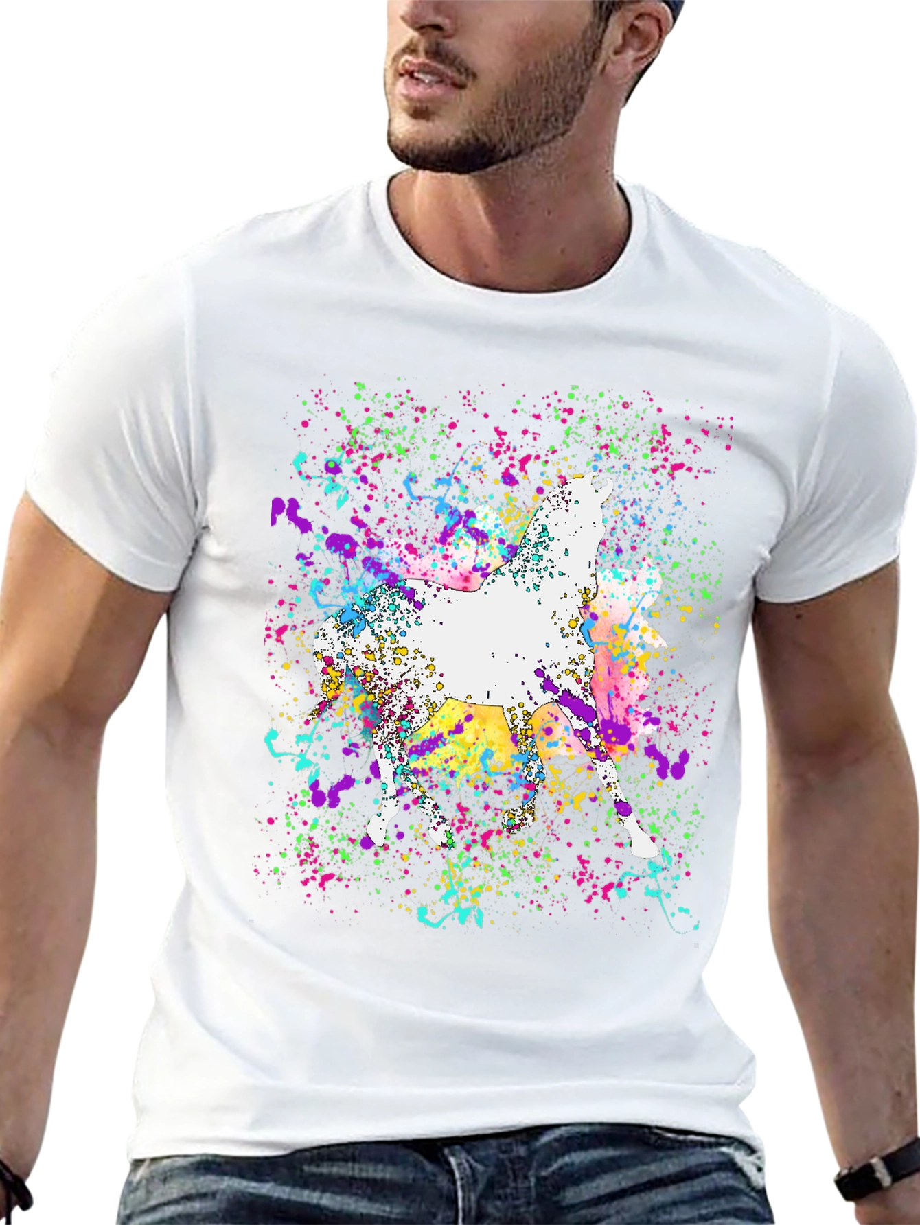 Abstract Horse Paint Splatter Graphic Tee