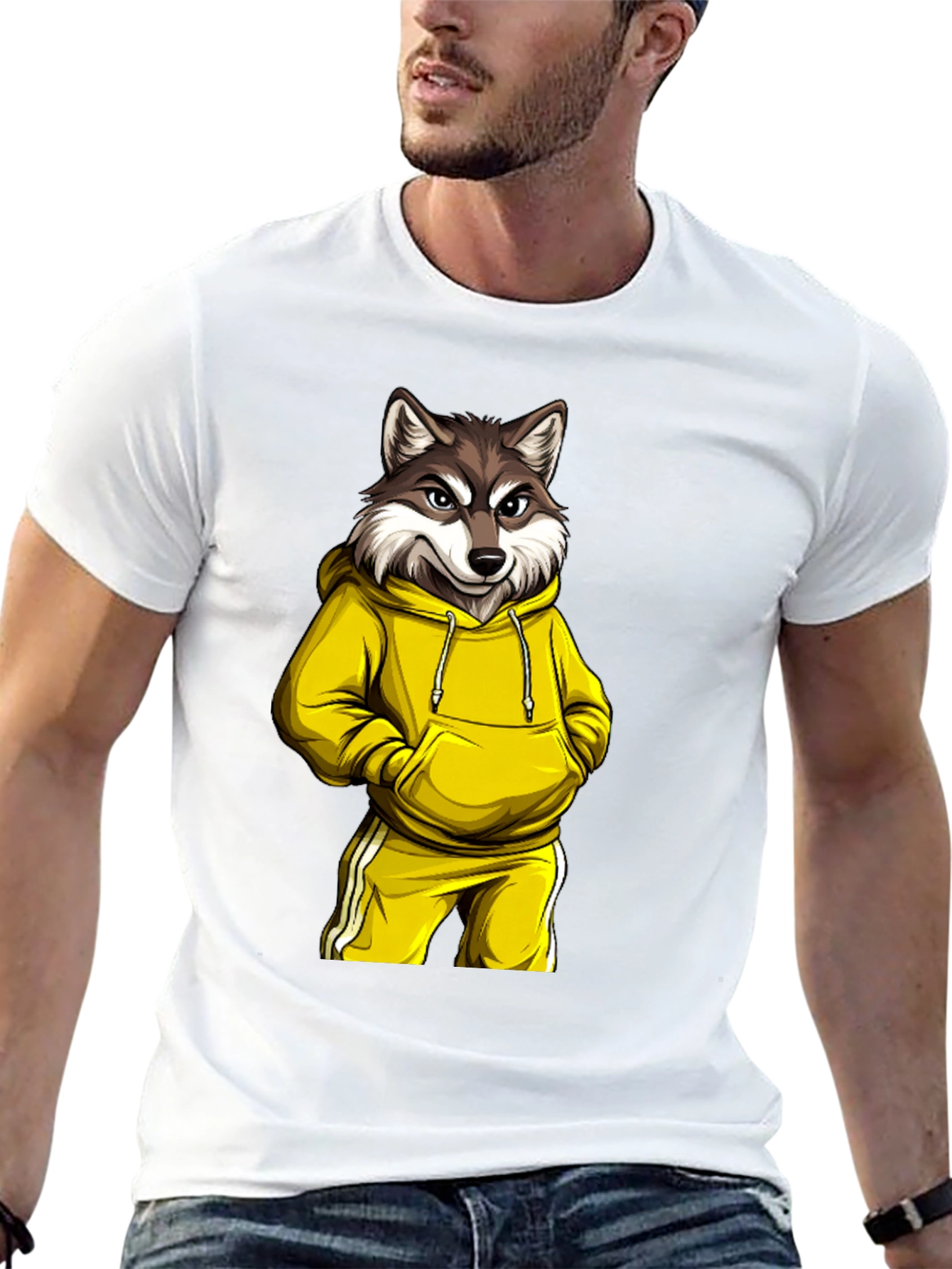 Wolf in Hoodie Graphic Tee