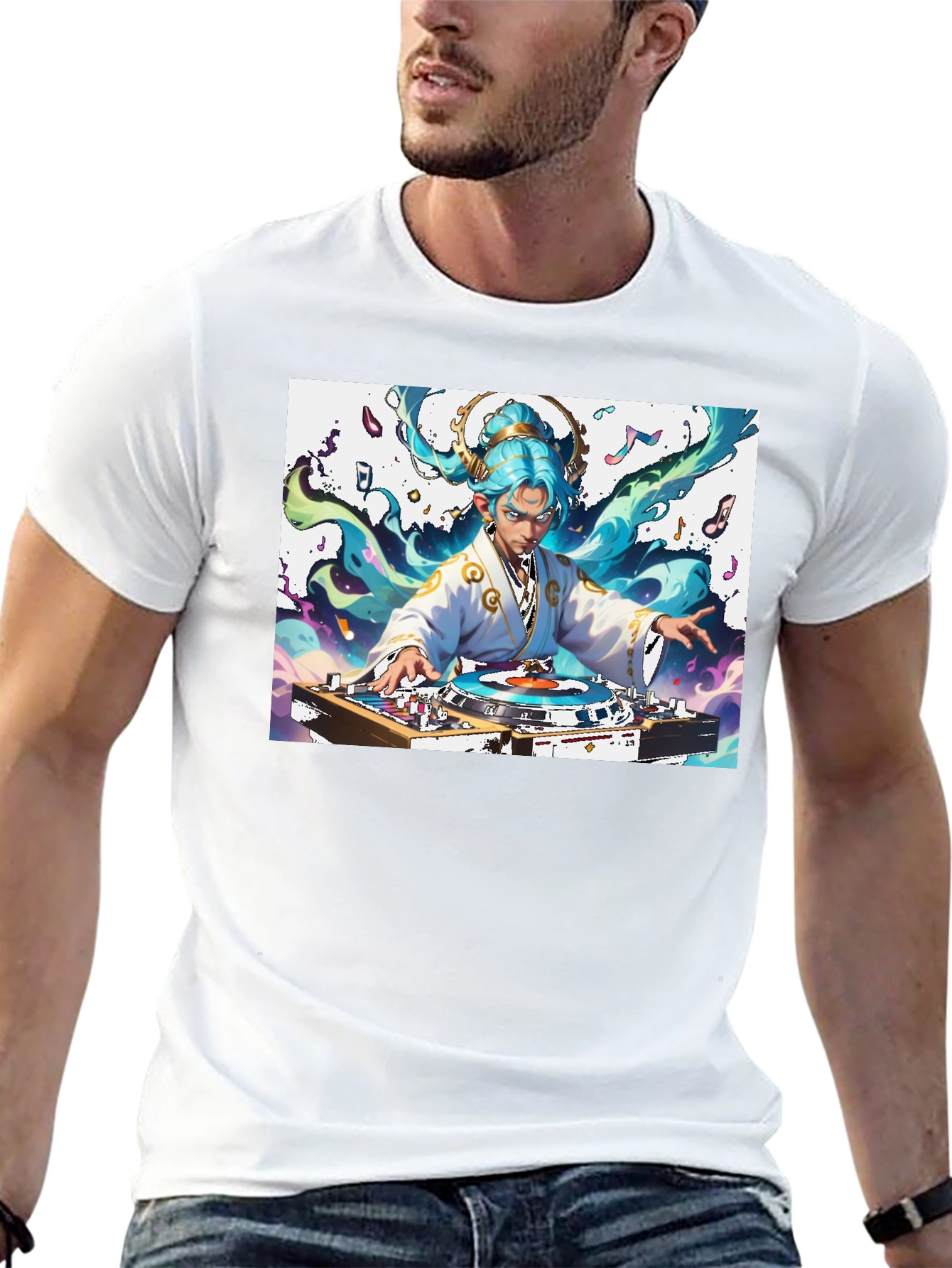 DJ Anime Art T-Shirt - Black Graphic Tee